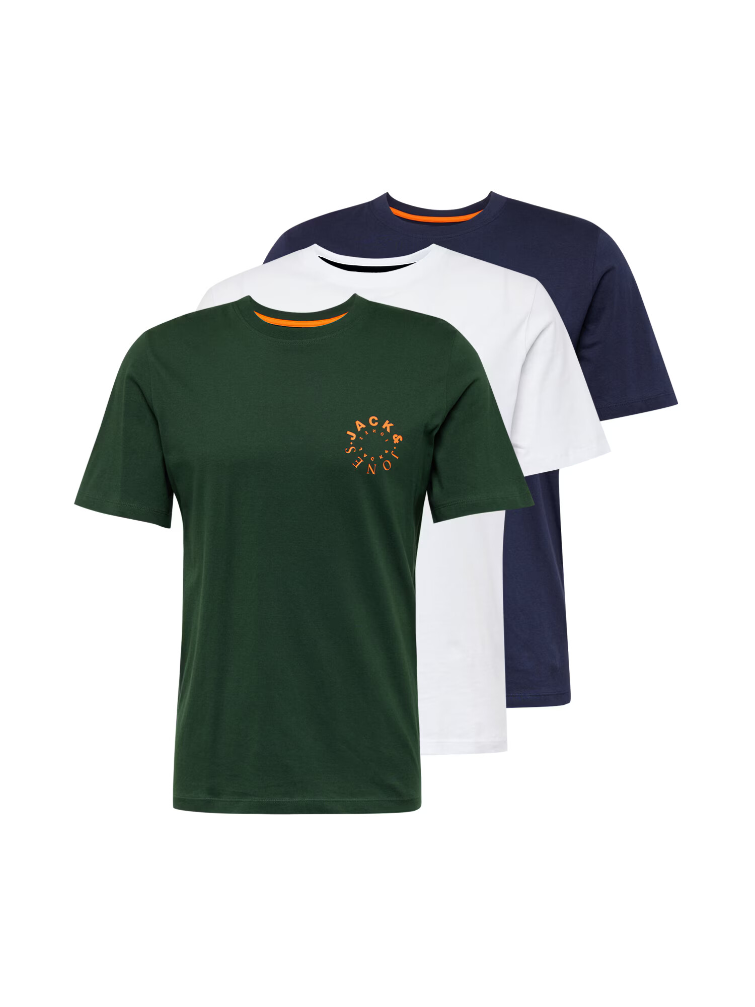 JACK & JONES Tricou 'WARRIOR' bleumarin / verde închis / portocaliu / alb murdar - Pled.ro