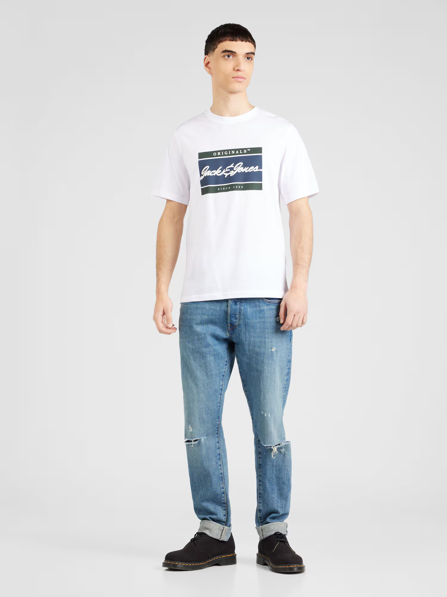 JACK & JONES Tricou 'WAYNE' bleumarin / maro coniac / verde petrol / alb - Pled.ro