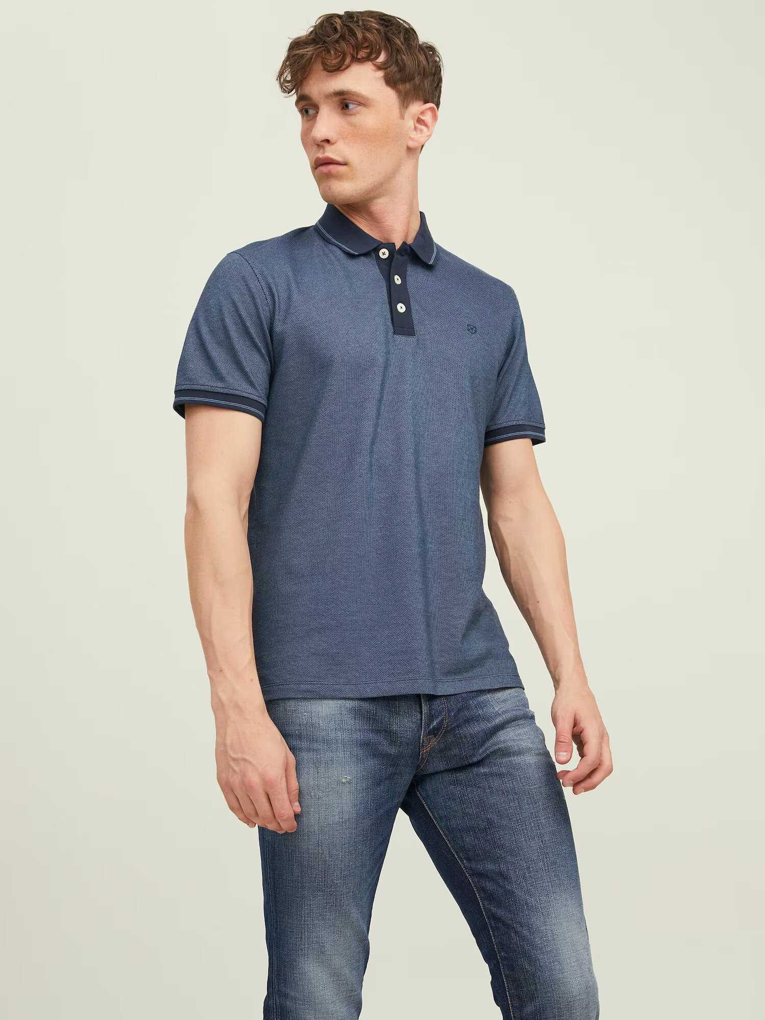 JACK & JONES Tricou 'WIN' albastru marin / albastru fumuriu - Pled.ro