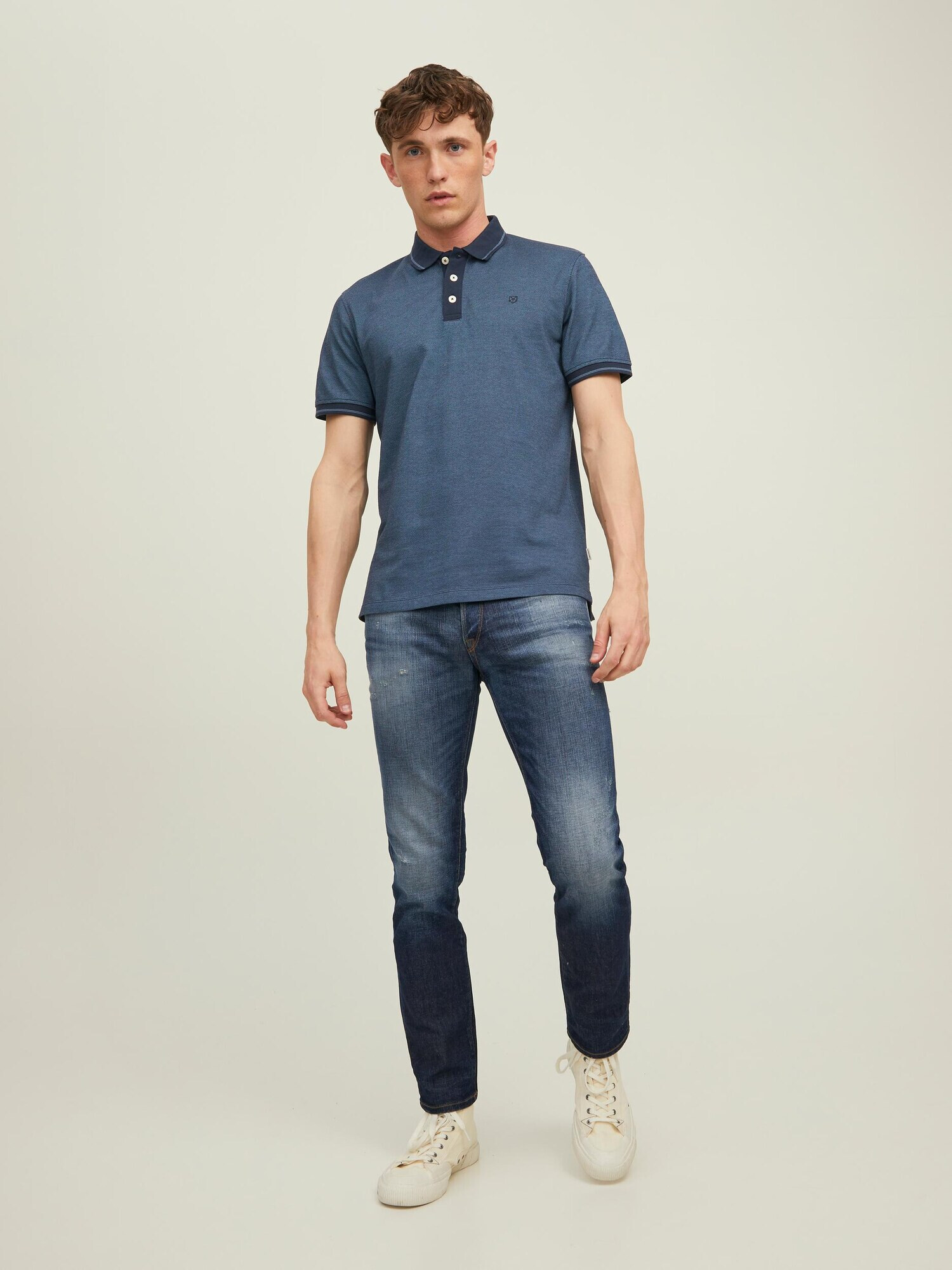 JACK & JONES Tricou 'WIN' albastru marin / albastru fumuriu - Pled.ro