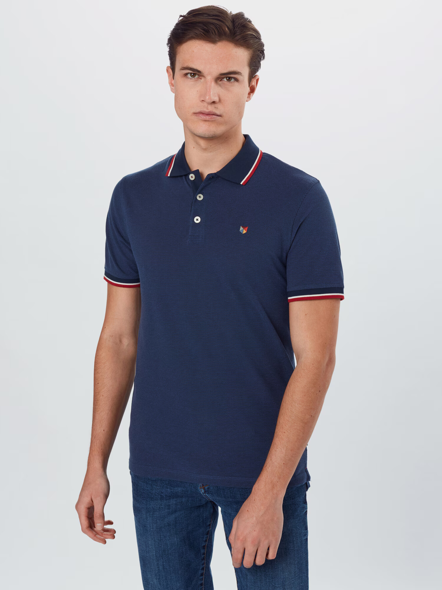 JACK & JONES Tricou 'Win' bleumarin / galben amestecat / sângeriu / alb - Pled.ro