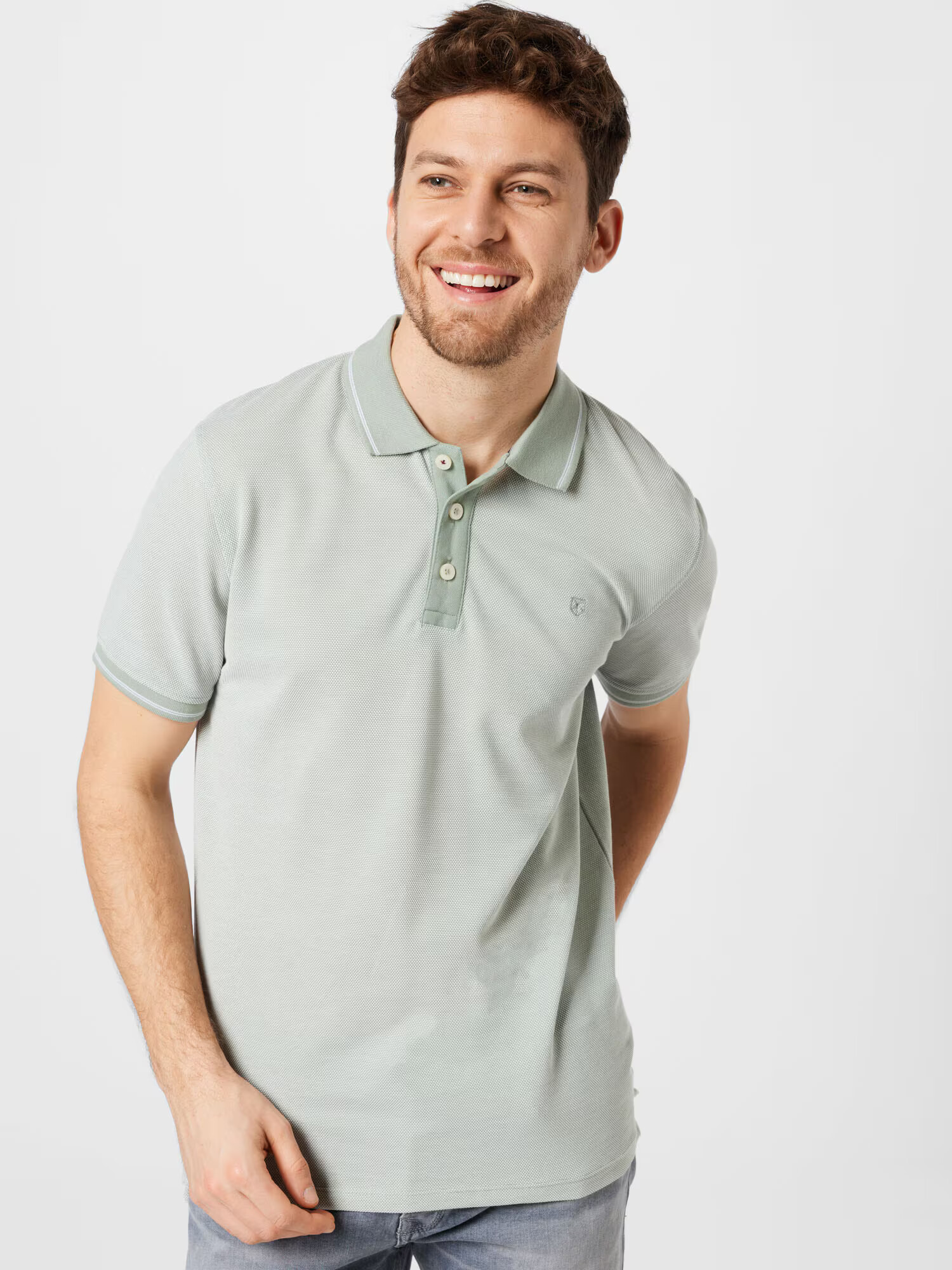 JACK & JONES Tricou 'Win' verde pastel / alb - Pled.ro