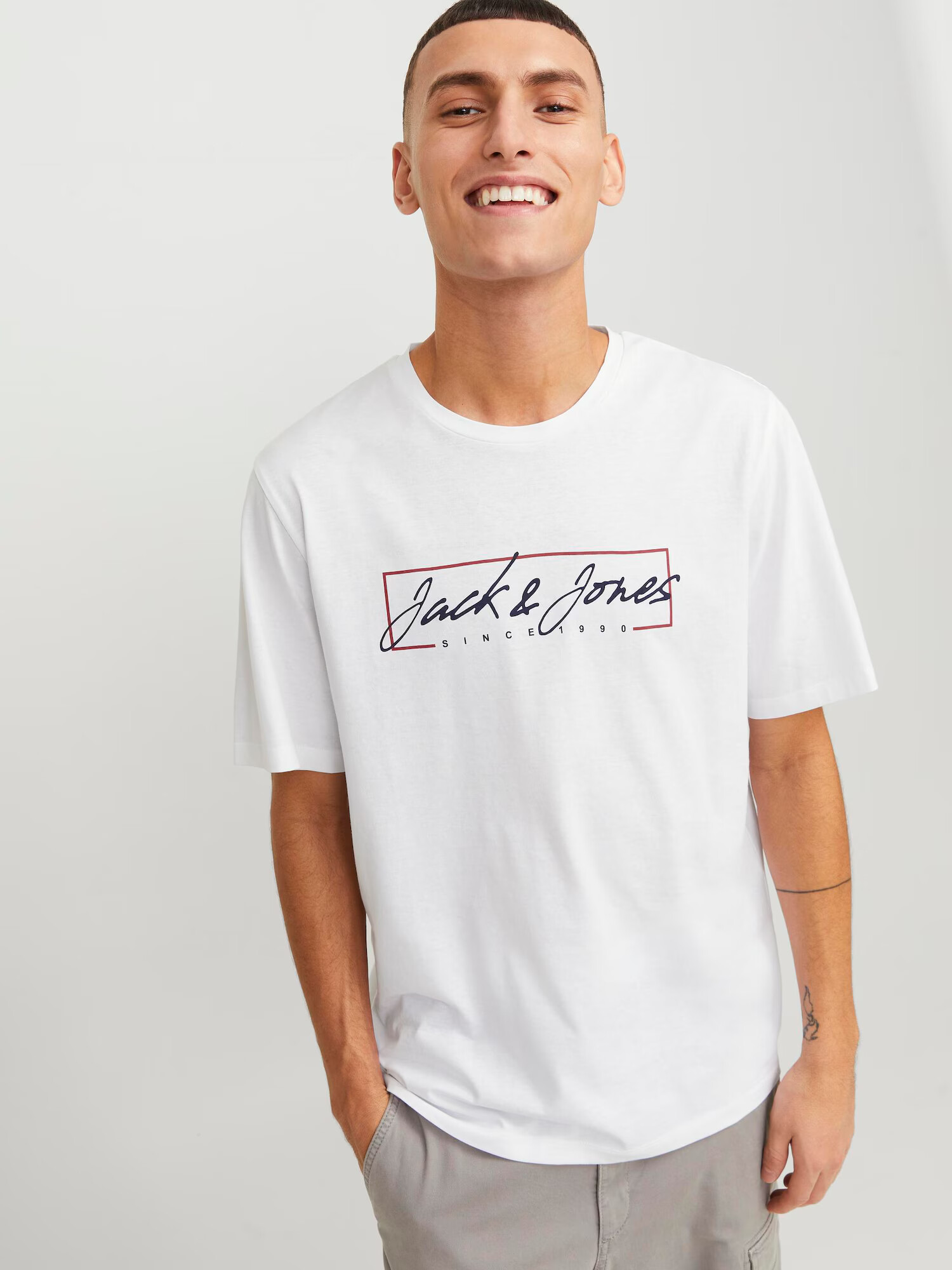 JACK & JONES Tricou 'Zuri' bleumarin / roșu / alb - Pled.ro