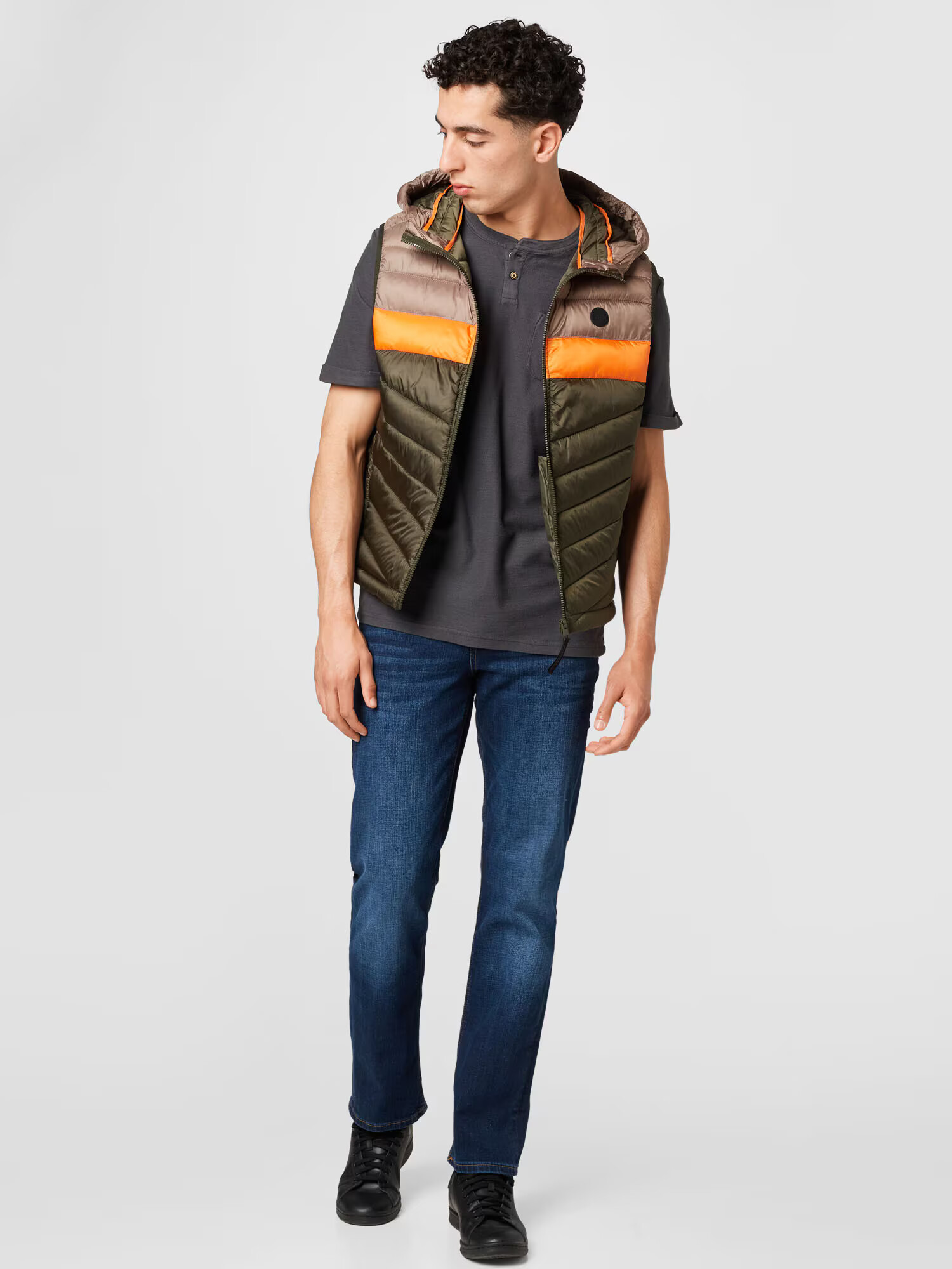 JACK & JONES Vestă 'HERO' bej / kaki / portocaliu - Pled.ro