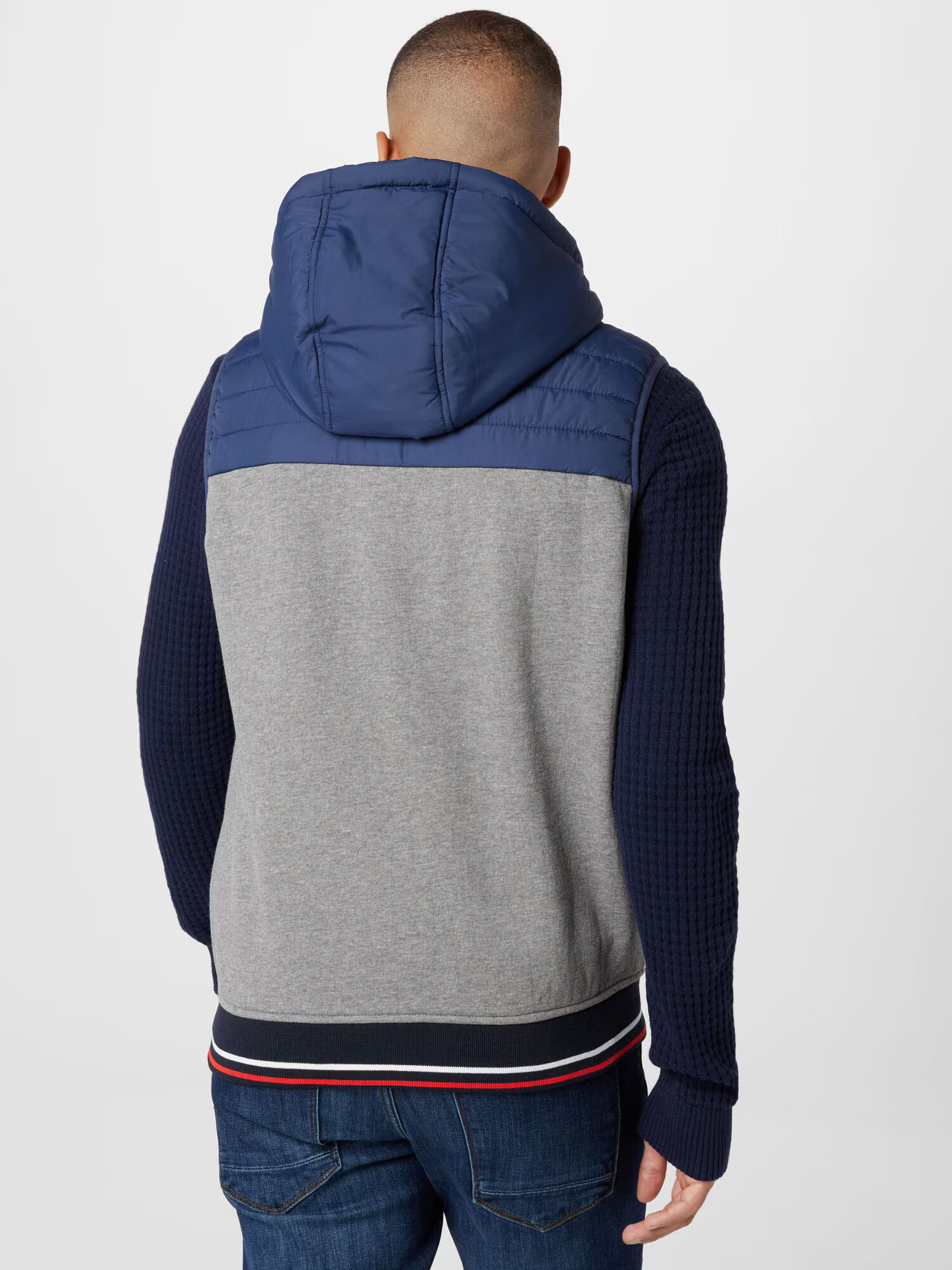 JACK & JONES Vestă 'SIENNA' albastru închis / gri amestecat / roși aprins / alb - Pled.ro