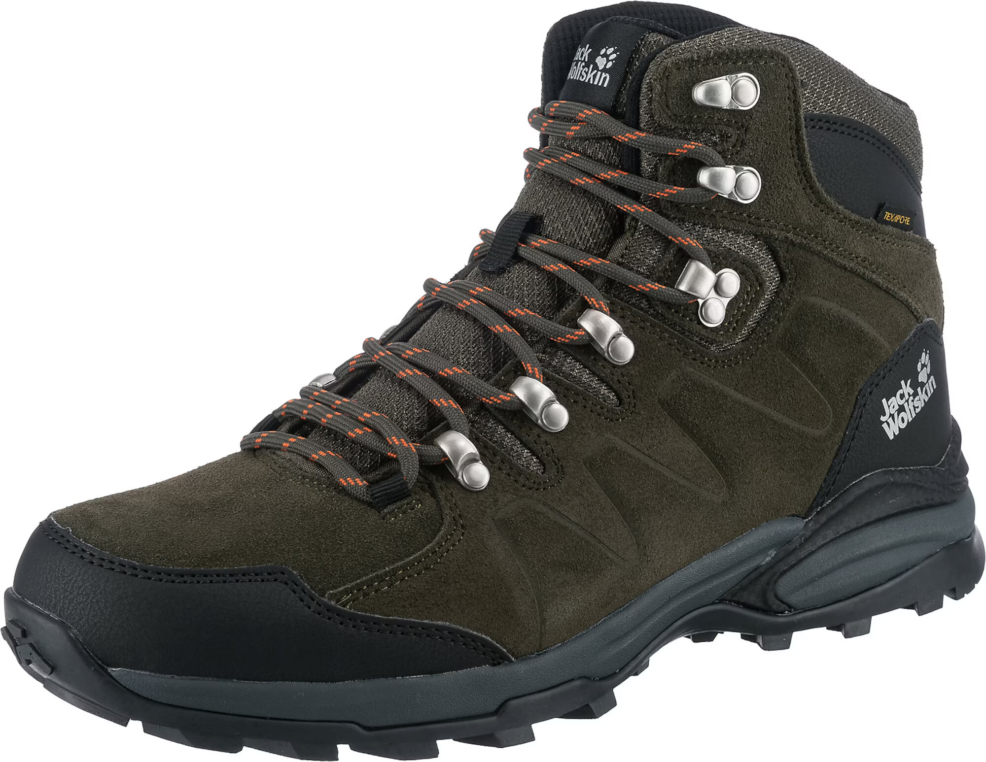 JACK WOLFSKIN Botine 'REFUGIO' gri / kaki / portocaliu / negru - Pled.ro