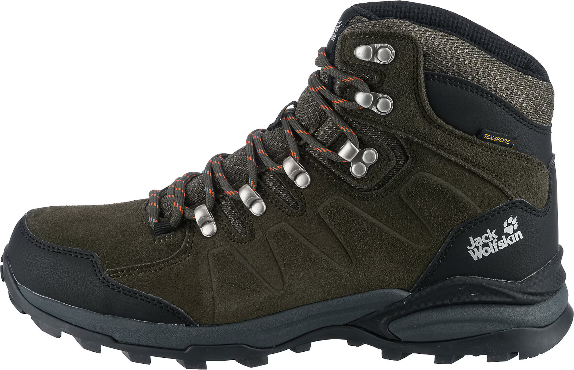 JACK WOLFSKIN Botine 'REFUGIO' gri / kaki / portocaliu / negru - Pled.ro