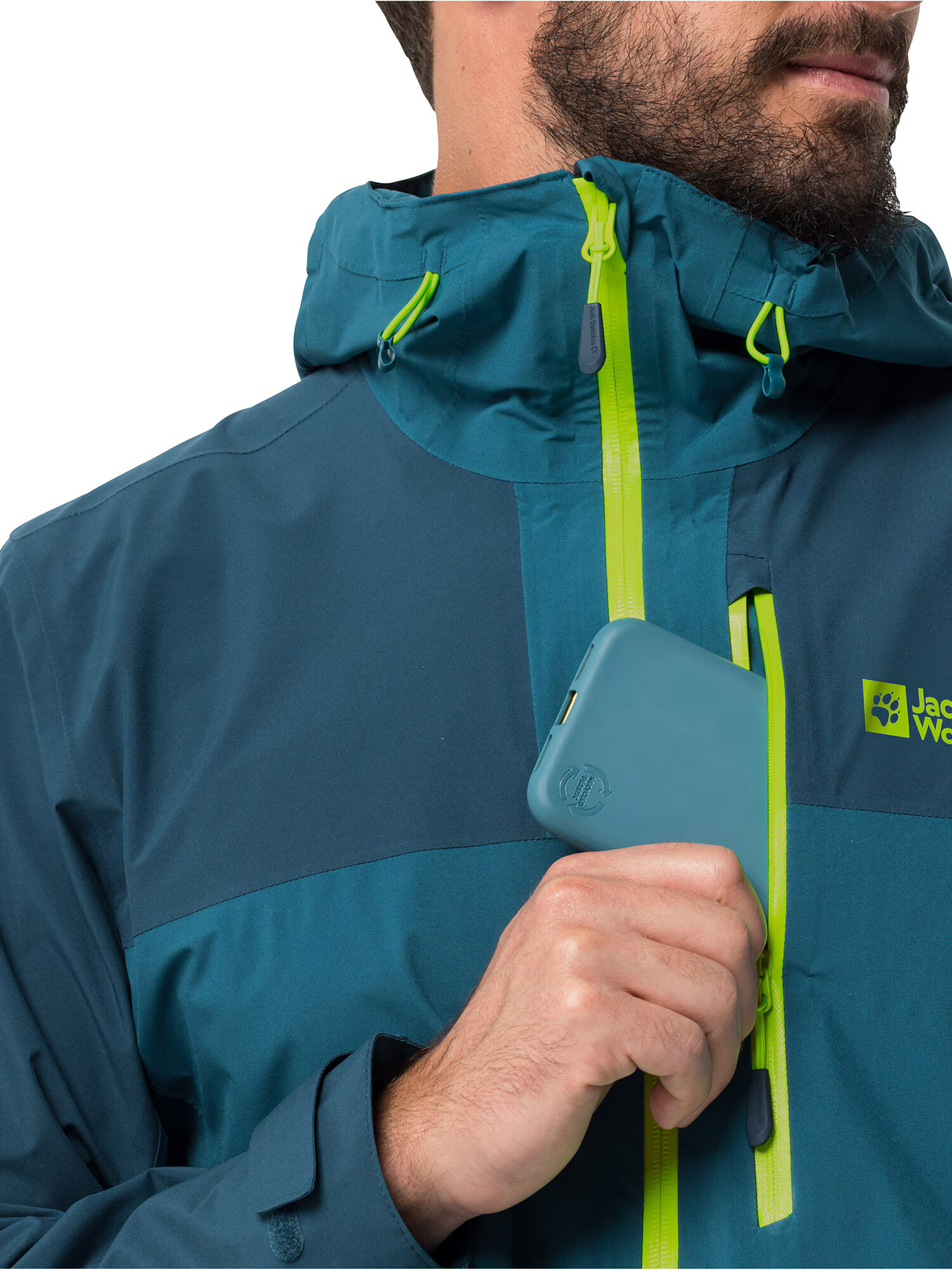 JACK WOLFSKIN Geacă outdoor 'Go Hike' cyan / verde limetă / verde petrol - Pled.ro