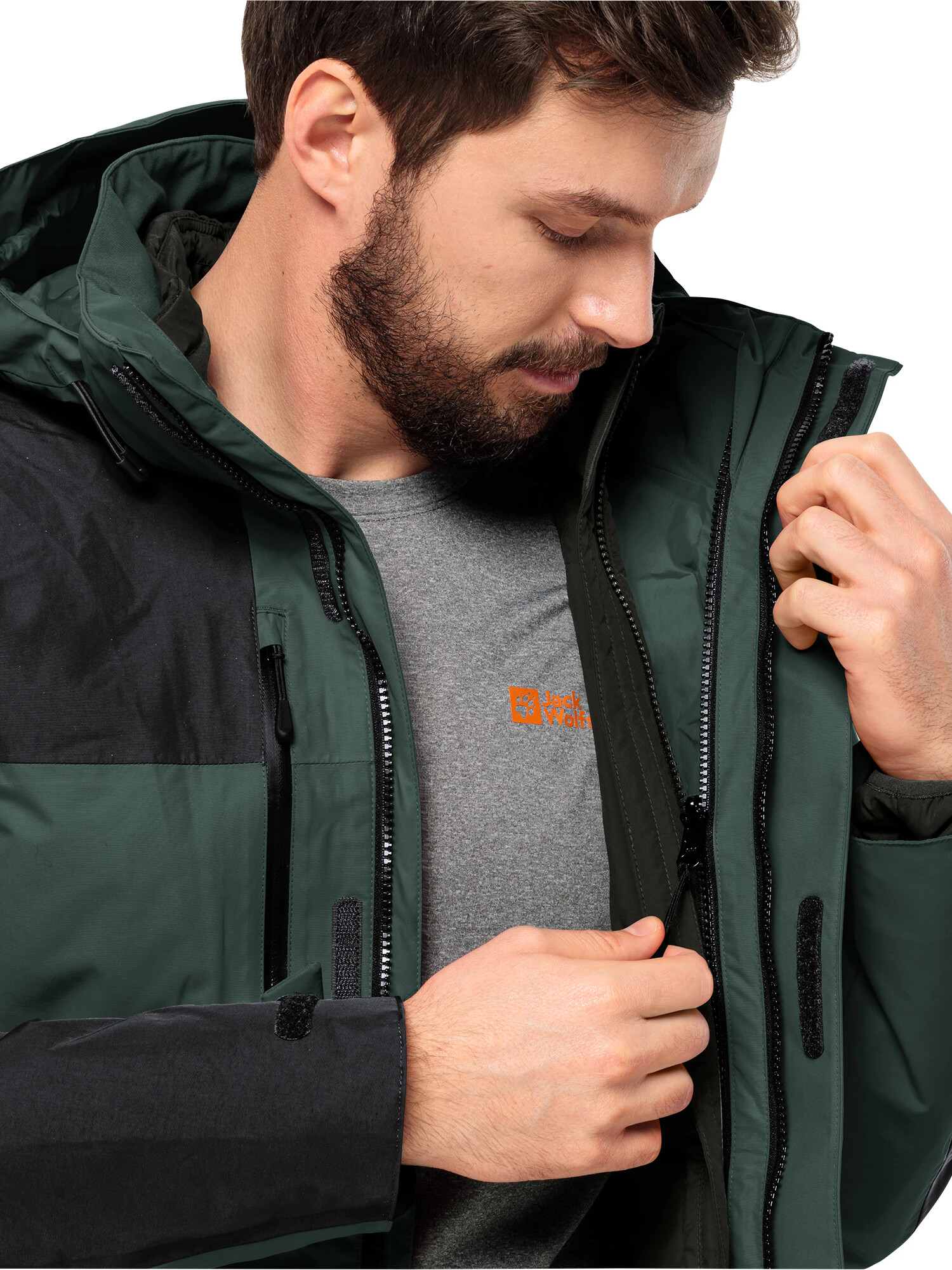 JACK WOLFSKIN Geacă outdoor 'JASPER' verde închis / negru - Pled.ro