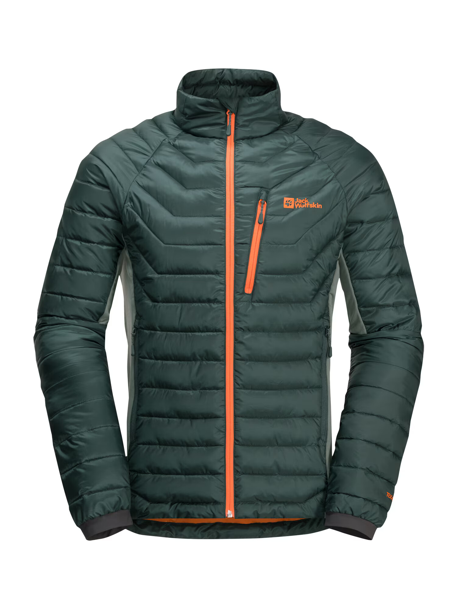 JACK WOLFSKIN Geacă outdoor 'ROUTEBURN PRO INS' gri fumuriu / verde închis / portocaliu neon - Pled.ro