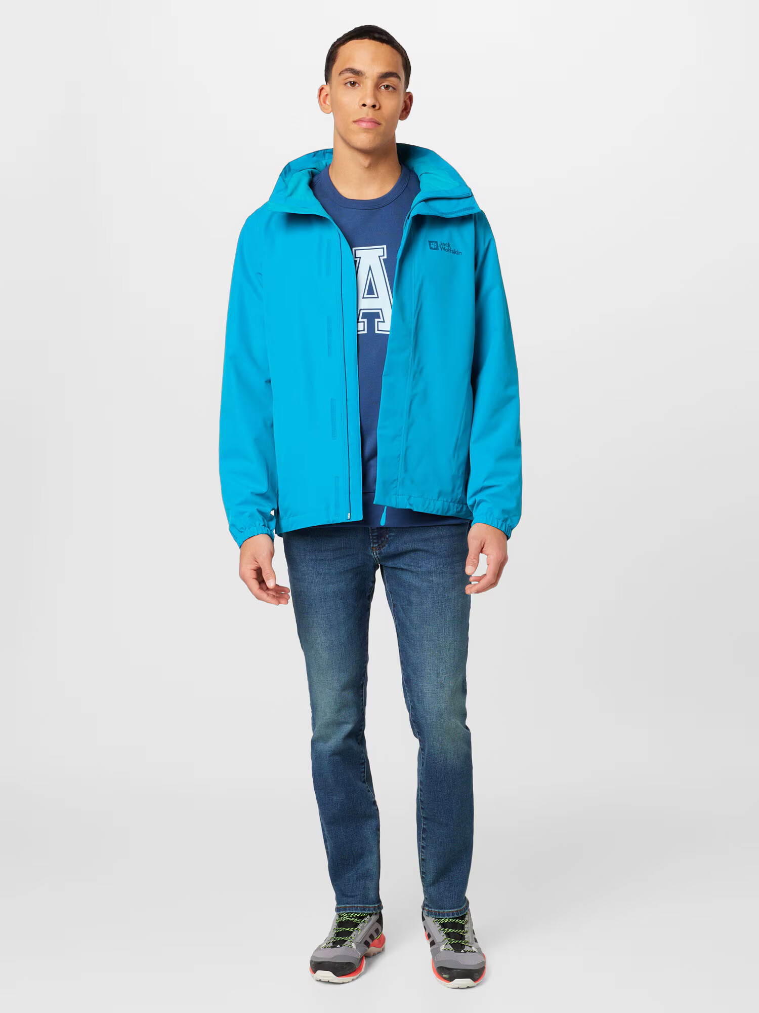 JACK WOLFSKIN Geacă outdoor 'STORMY POINT' albastru aqua - Pled.ro