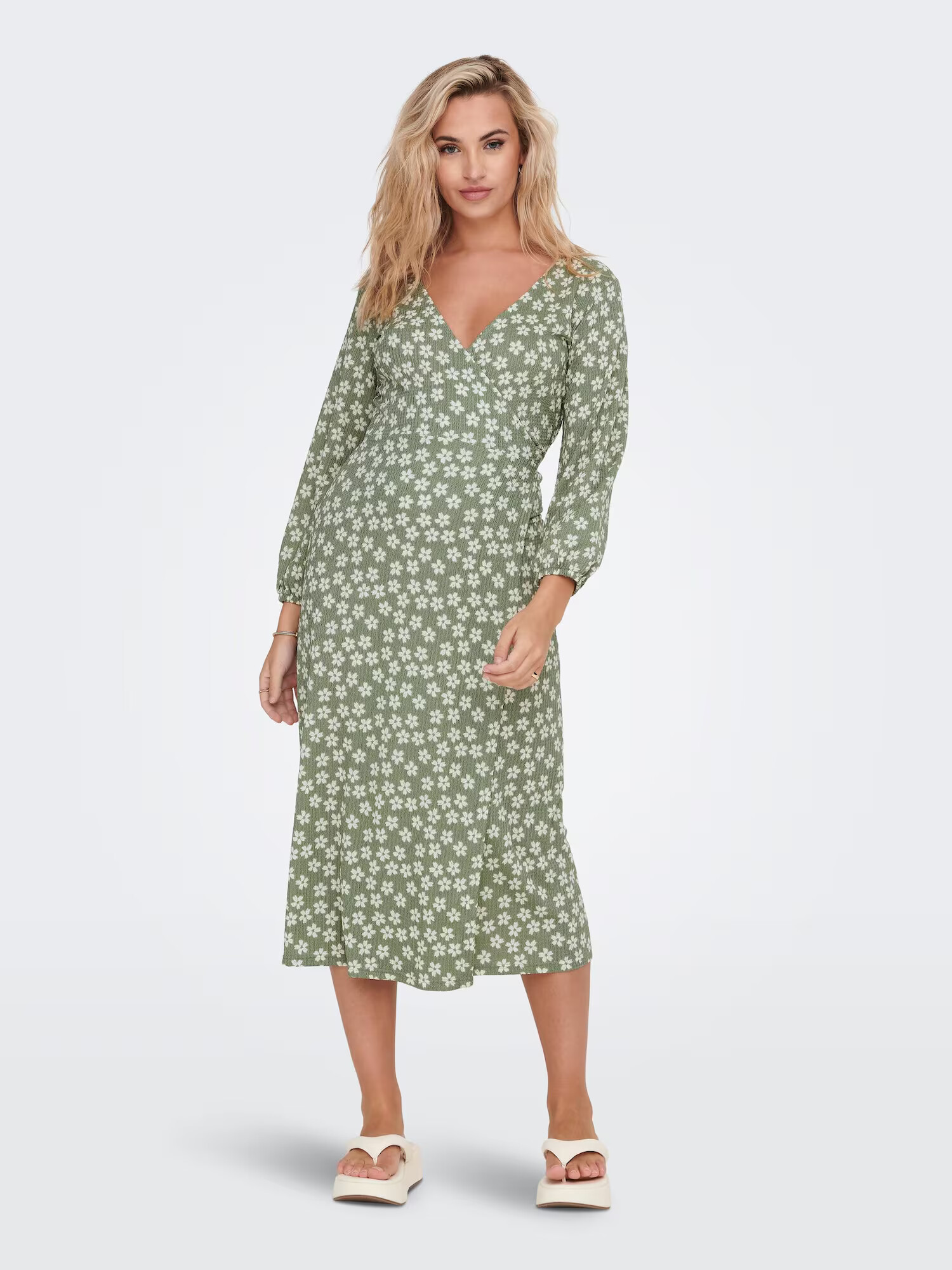 JDY Rochie 'Ibi' verde / alb - Pled.ro