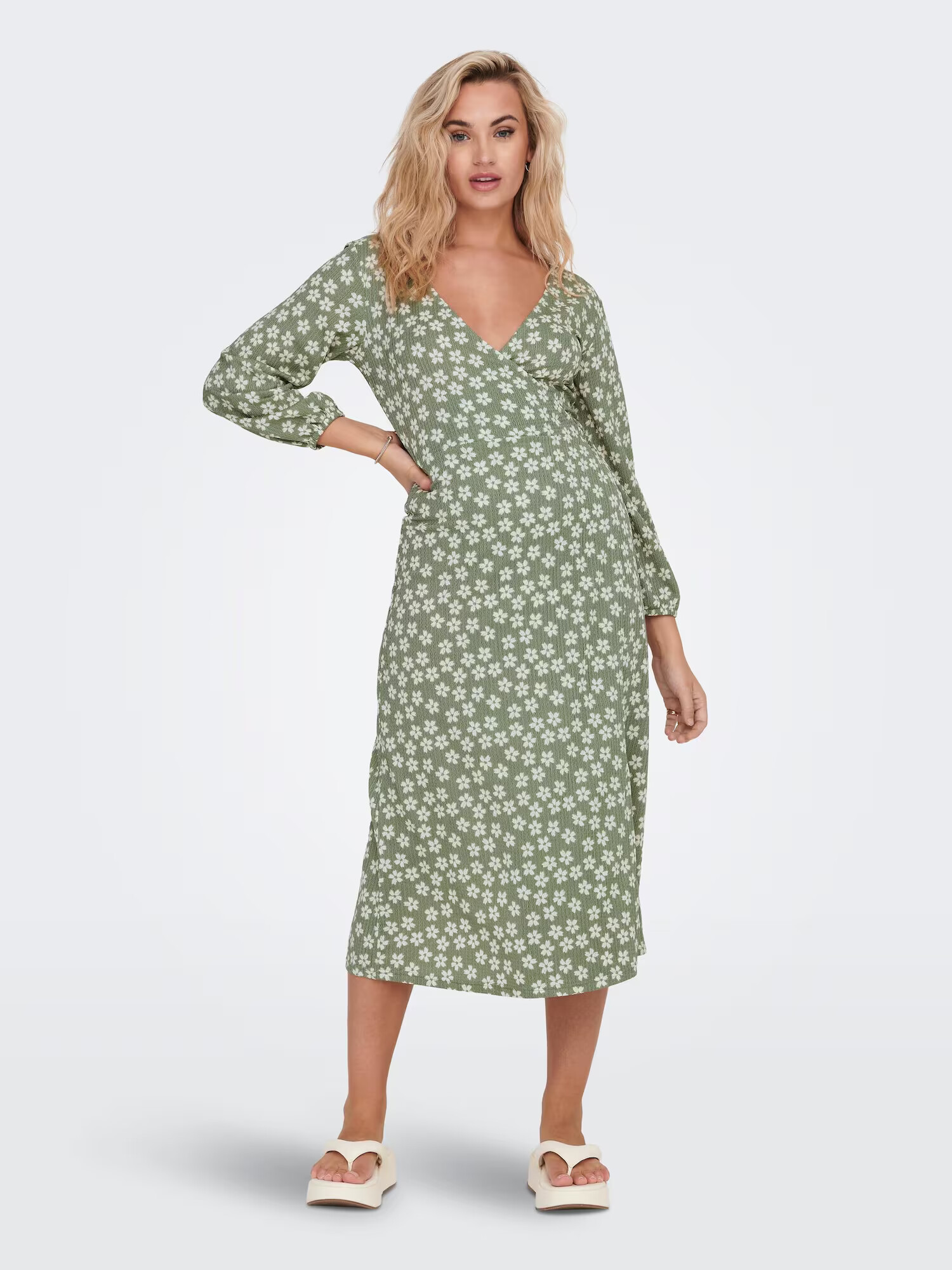 JDY Rochie 'Ibi' verde / alb - Pled.ro