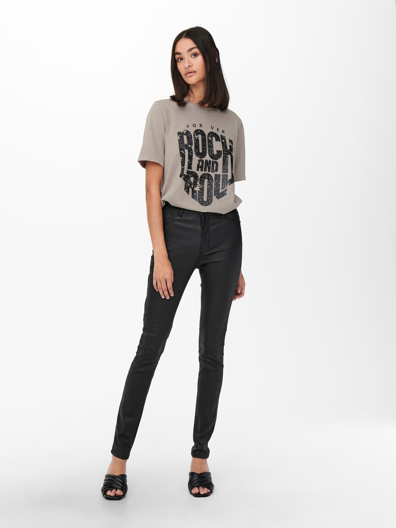 JDY Tricou 'FAROCK' gri / negru - Pled.ro