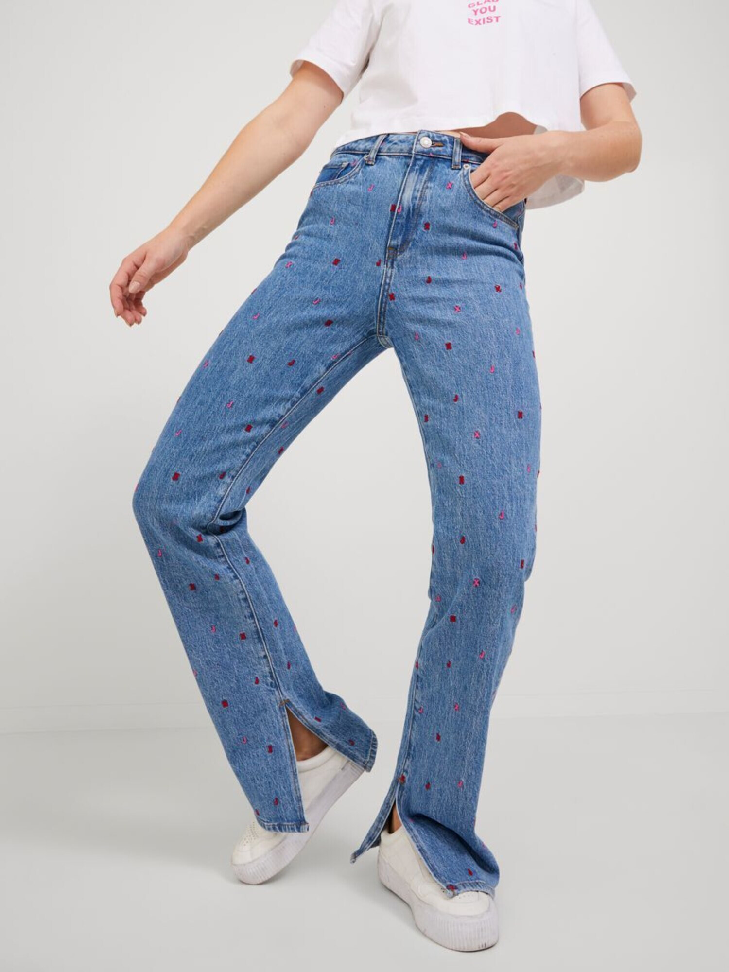 JJXX Jeans 'Ciara' albastru denim / roz deschis / roșu - Pled.ro