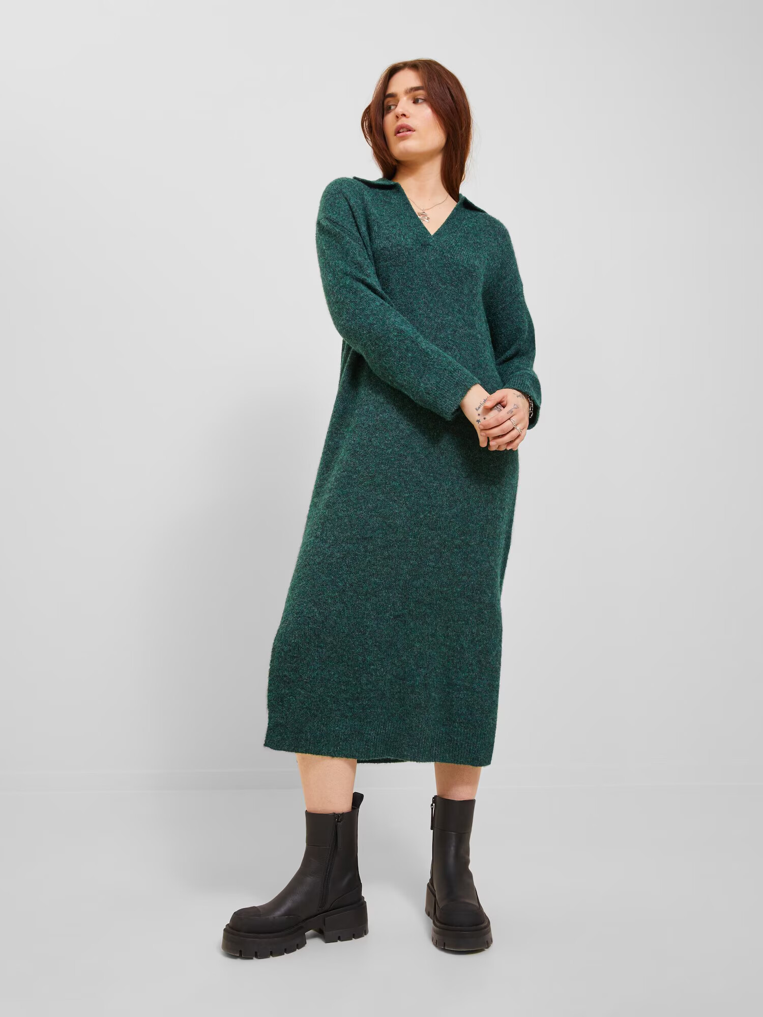 JJXX Rochie tricotat 'Ariella' verde închis - Pled.ro