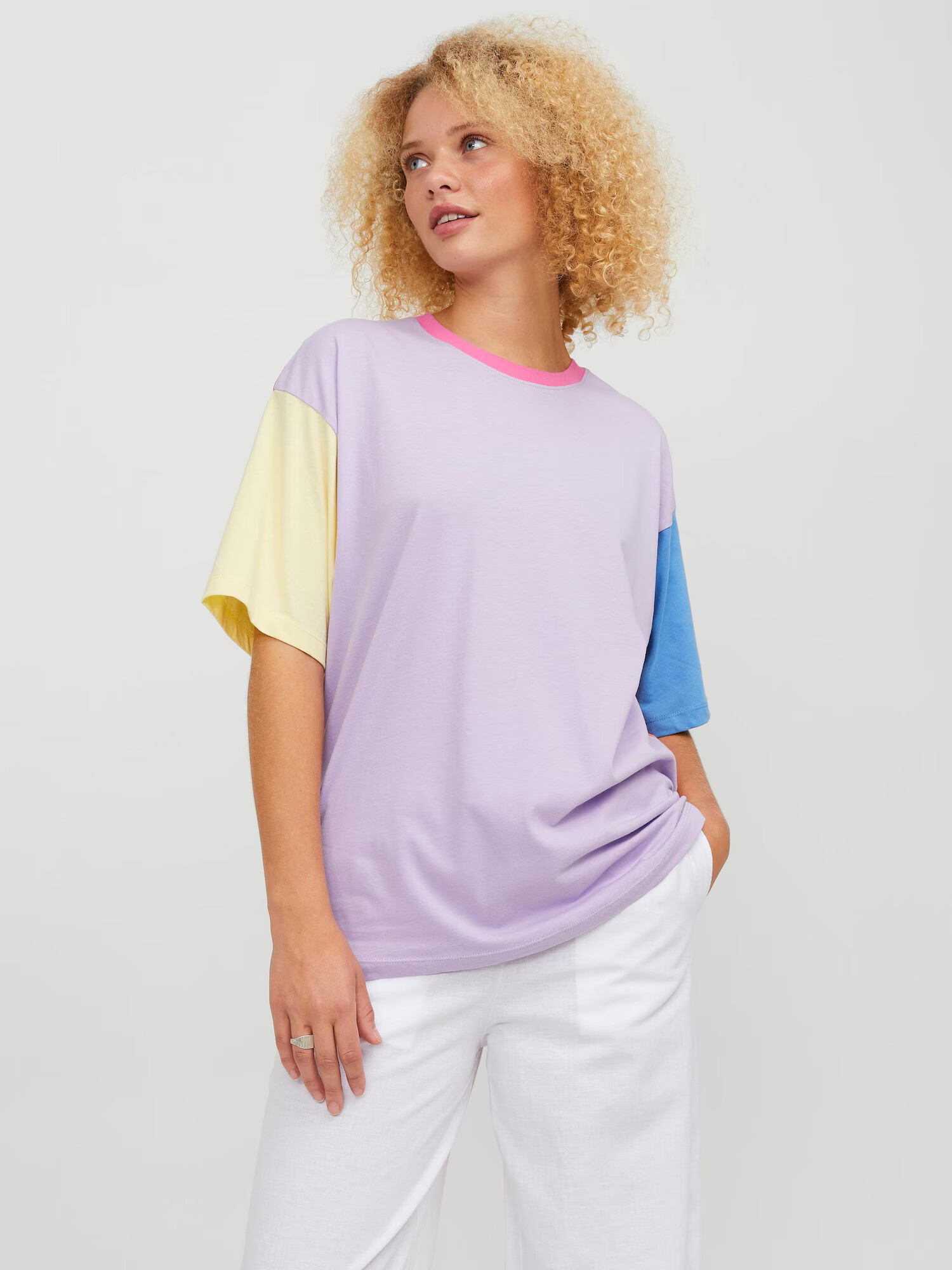 JJXX Tricou 'ANDREA' albastru deschis / galben pastel / mov liliachiu / portocaliu - Pled.ro