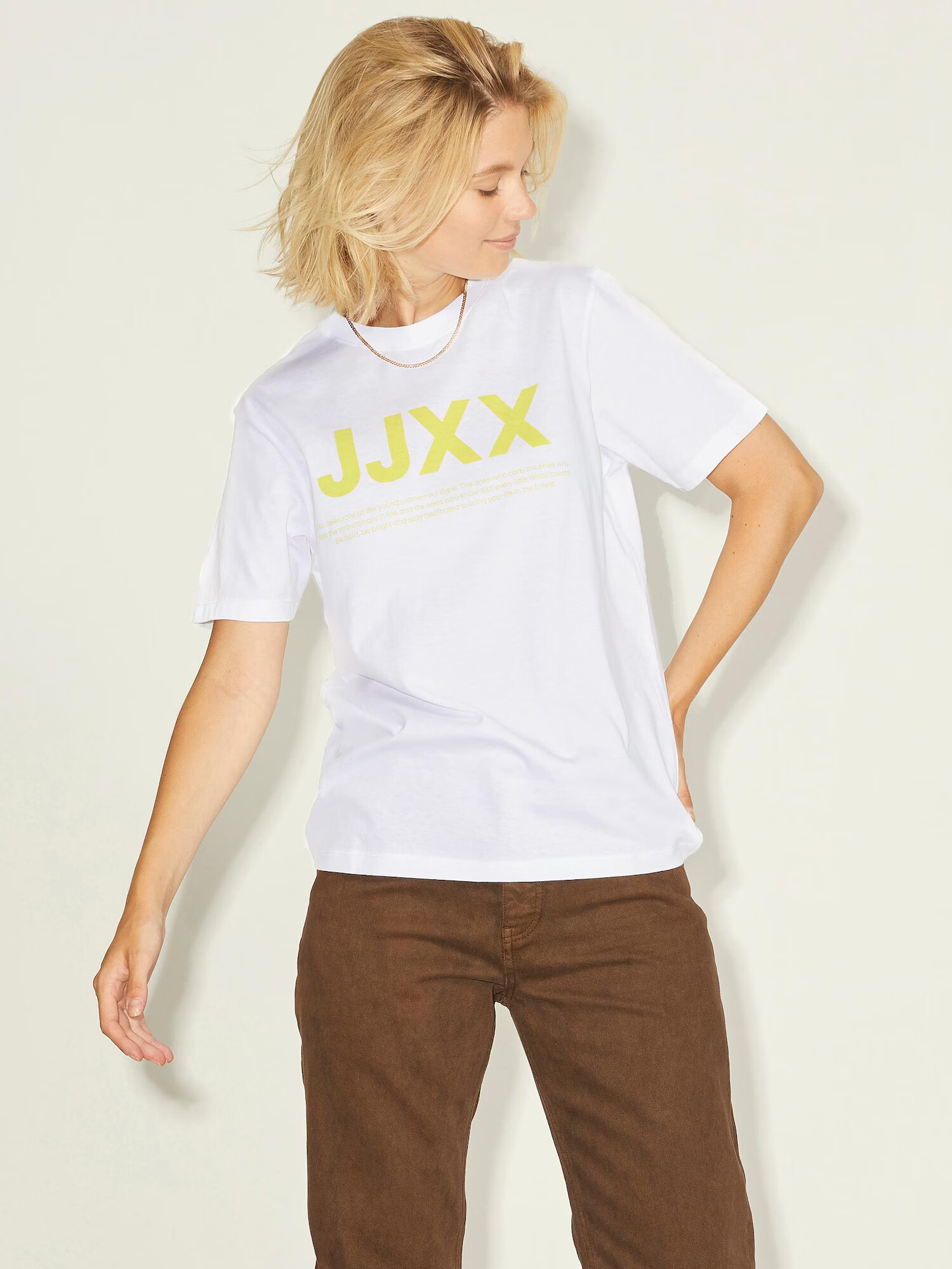 JJXX Tricou 'Anna' galben citron / alb - Pled.ro