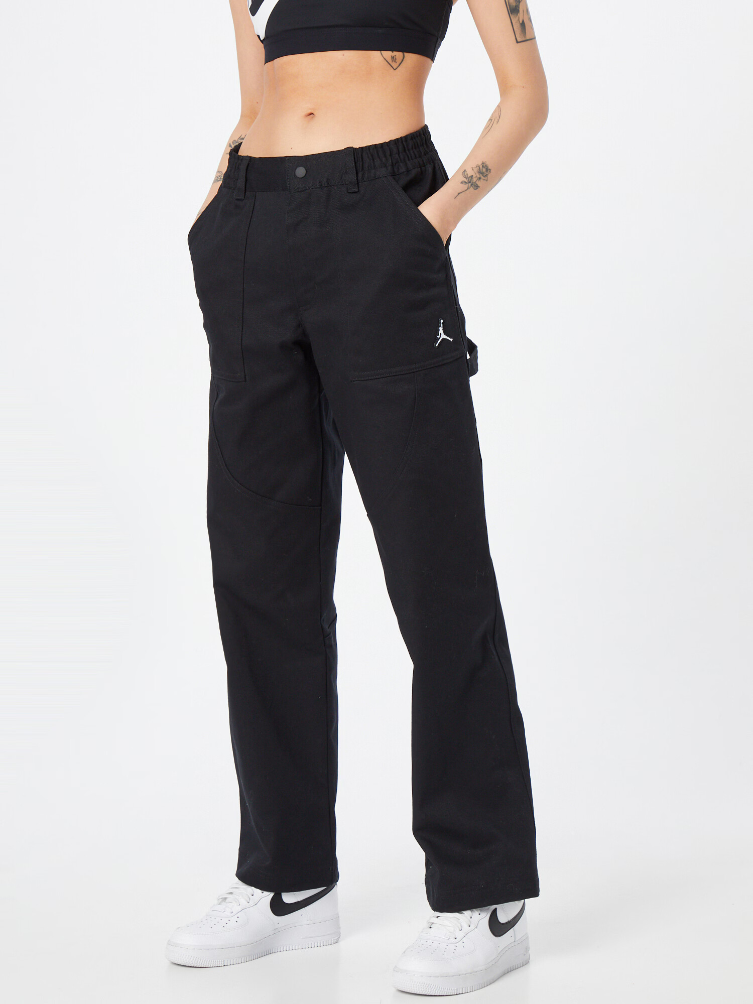 Jordan Pantaloni 'ESSEN' negru / alb - Pled.ro