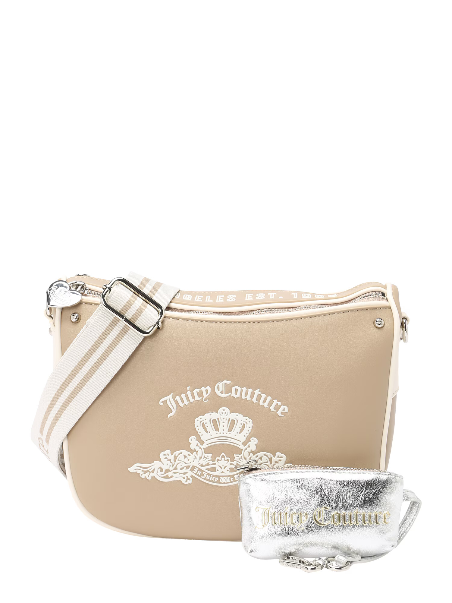 Juicy Couture Geantă de umăr 'Heather' gri taupe / gri argintiu / alb - Pled.ro