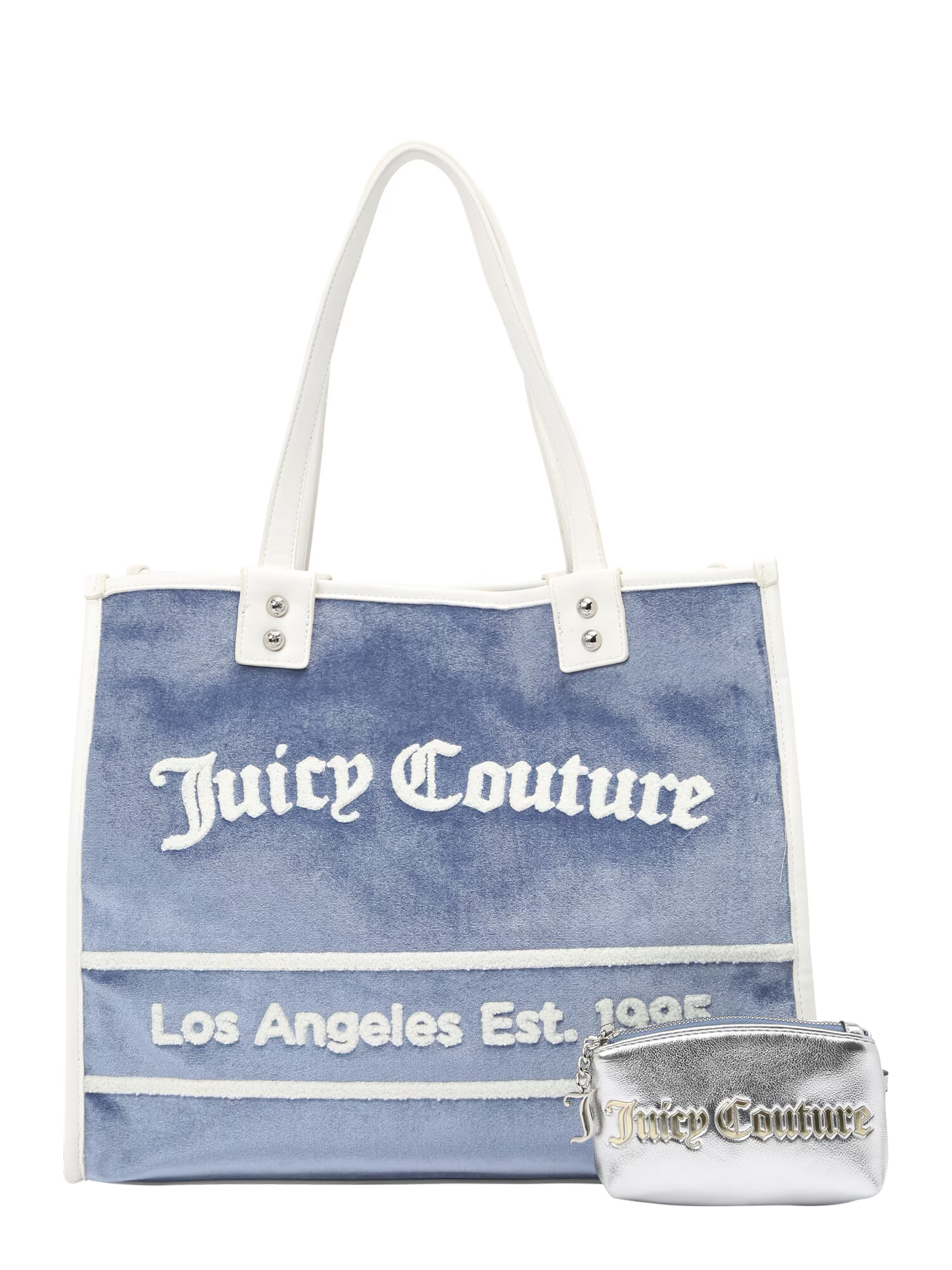 Juicy Couture Plase de cumpărături 'Rosmarie' albastru fumuriu / argintiu / alb - Pled.ro