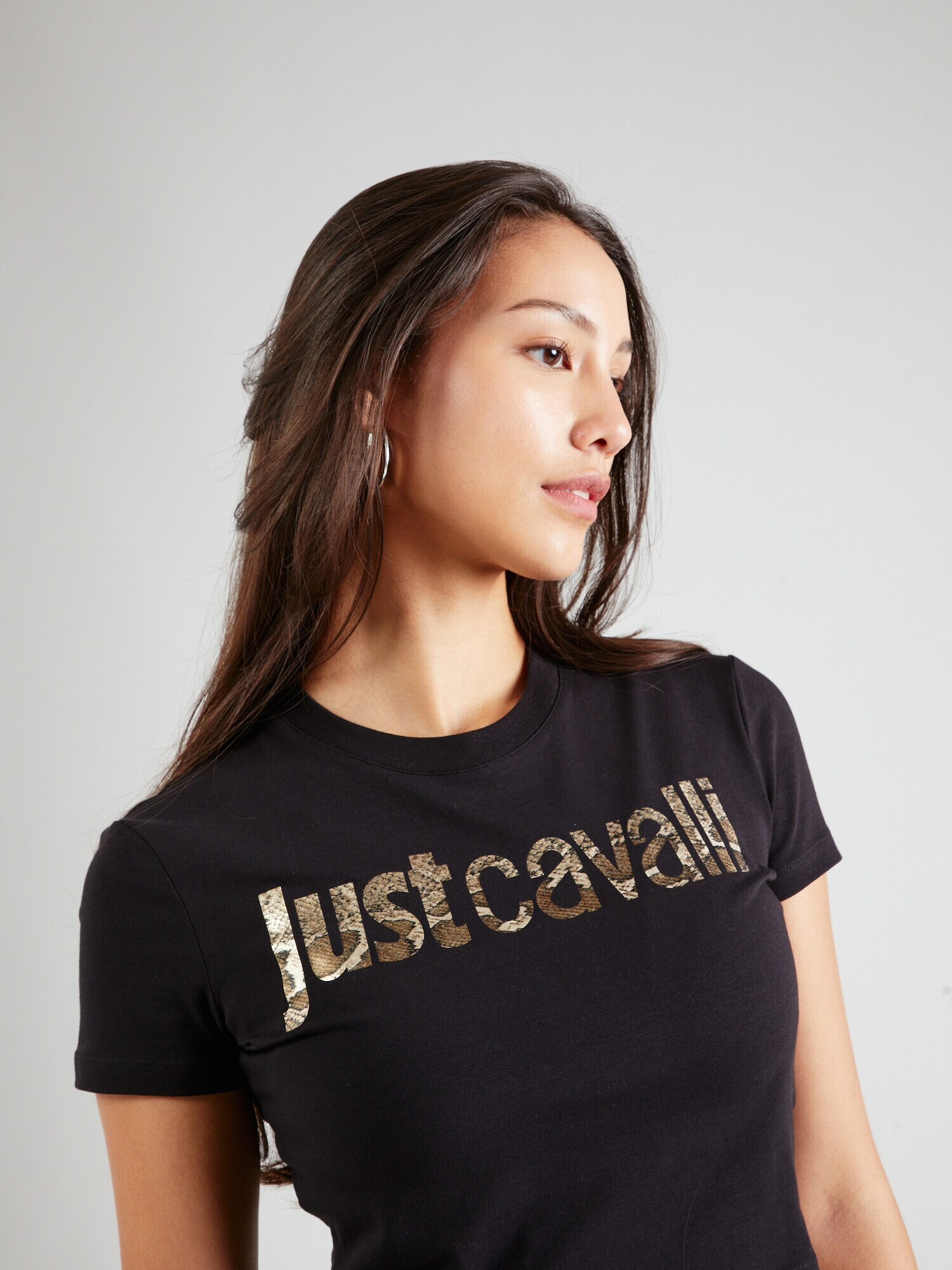 Just Cavalli Tricou alb kitt / bej deschis / maro / negru - Pled.ro