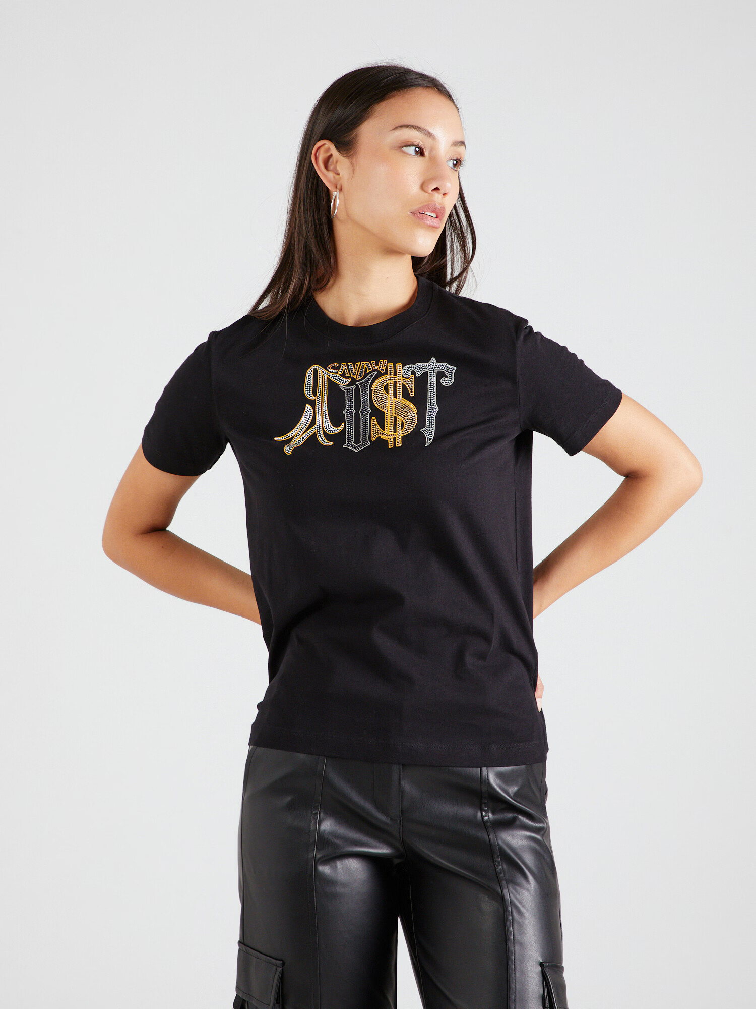 Just Cavalli Tricou galben / gri / negru - Pled.ro