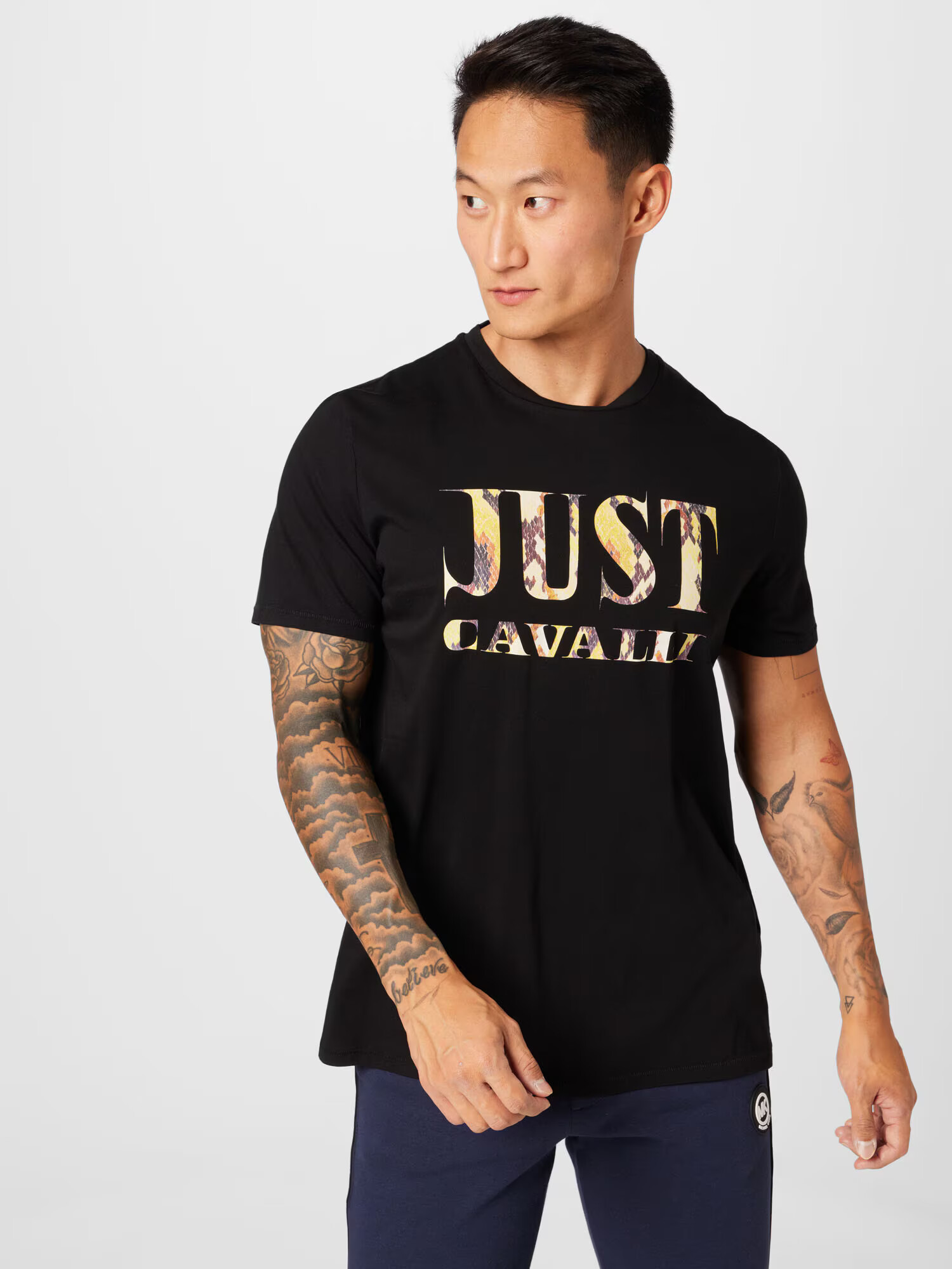 Just Cavalli Tricou galben / mov zmeură / negru - Pled.ro