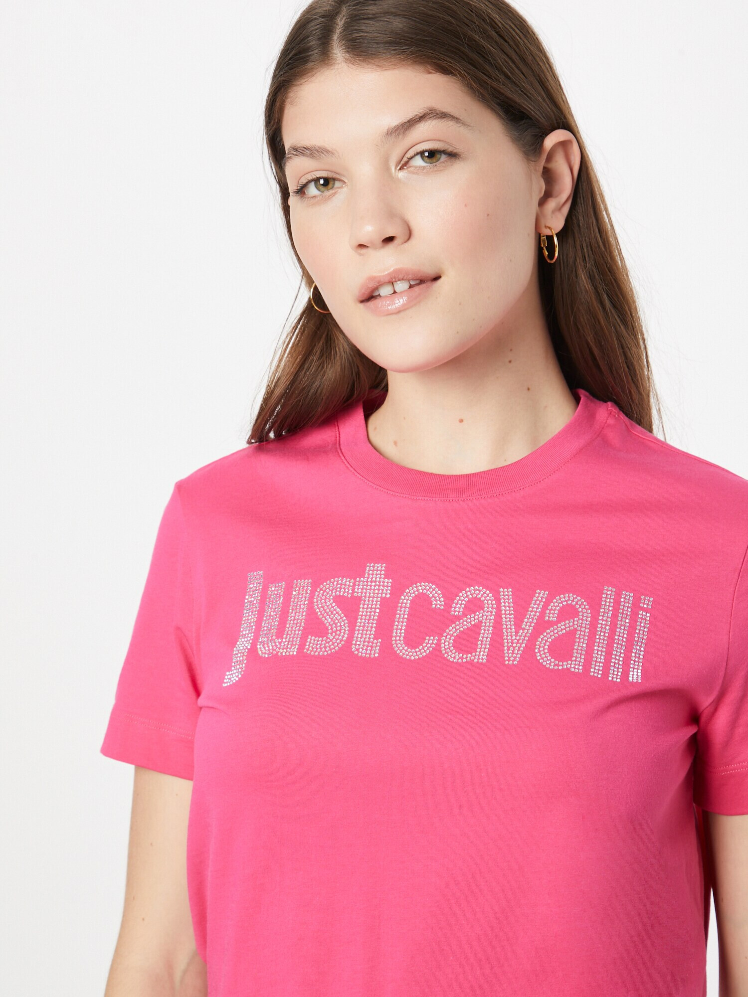 Just Cavalli Tricou gri argintiu / roz - Pled.ro