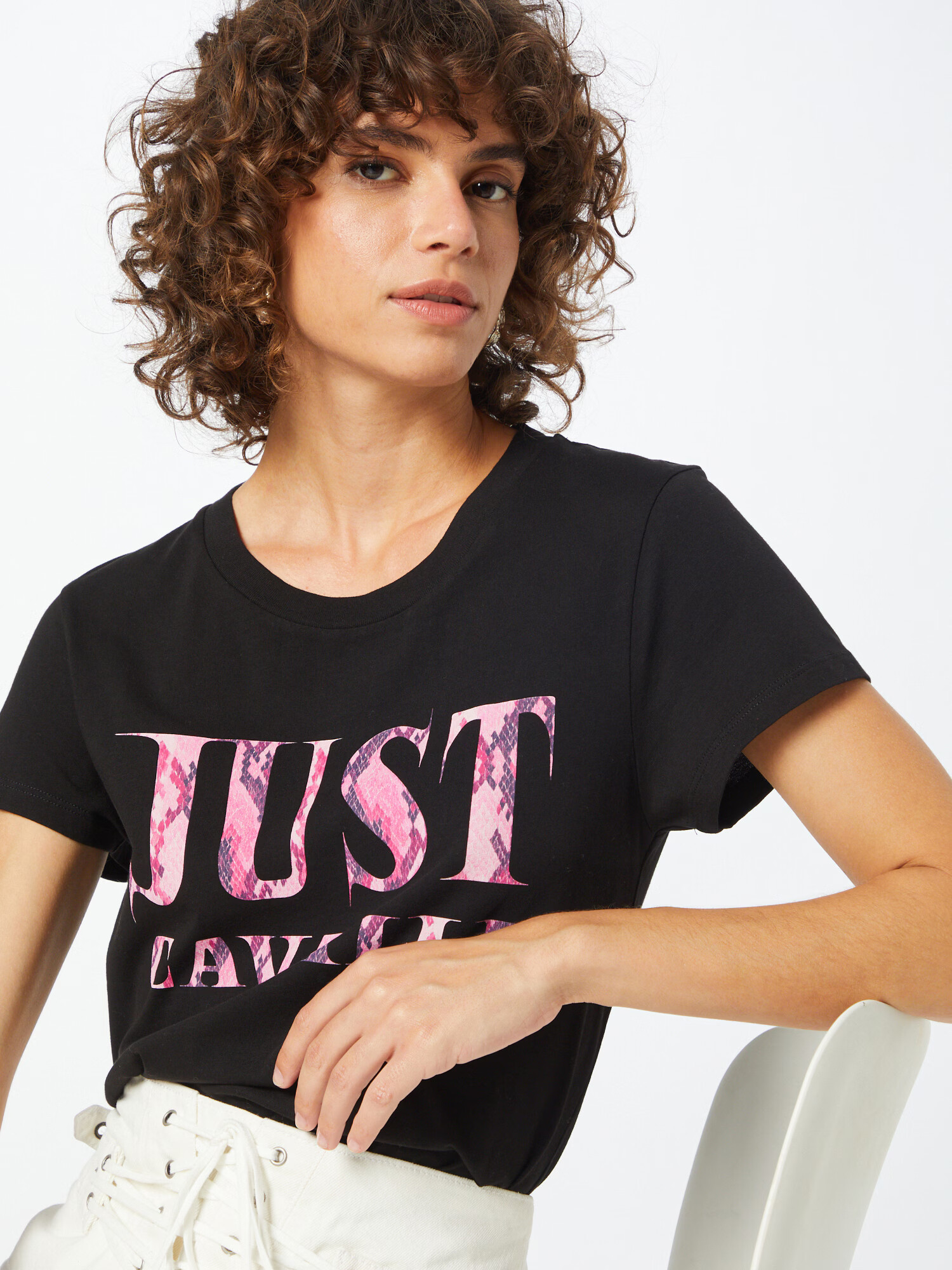 Just Cavalli Tricou mov închis / fucsia / roz / negru - Pled.ro