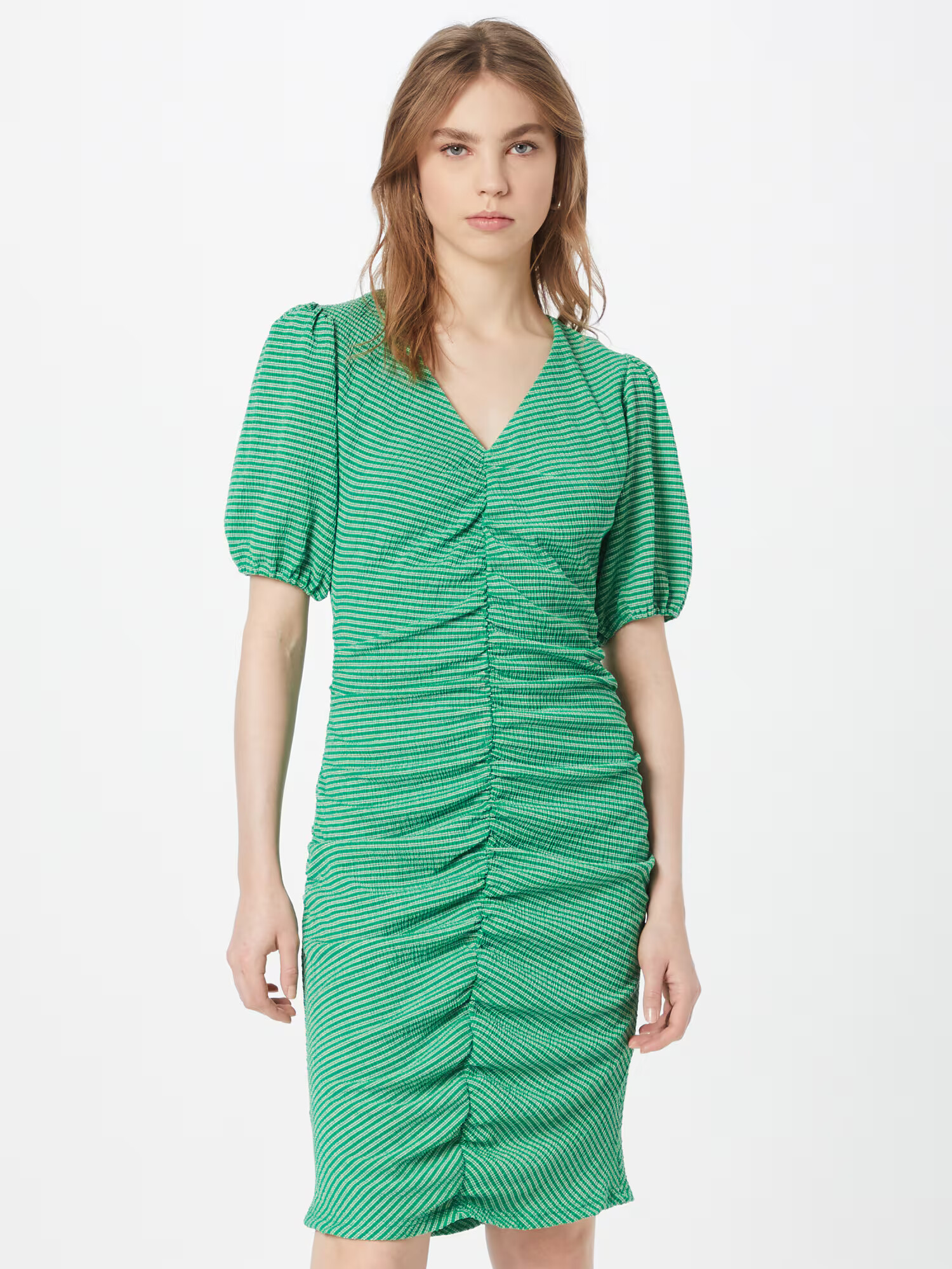 JUST FEMALE Rochie 'Mimi' verde / alb - Pled.ro