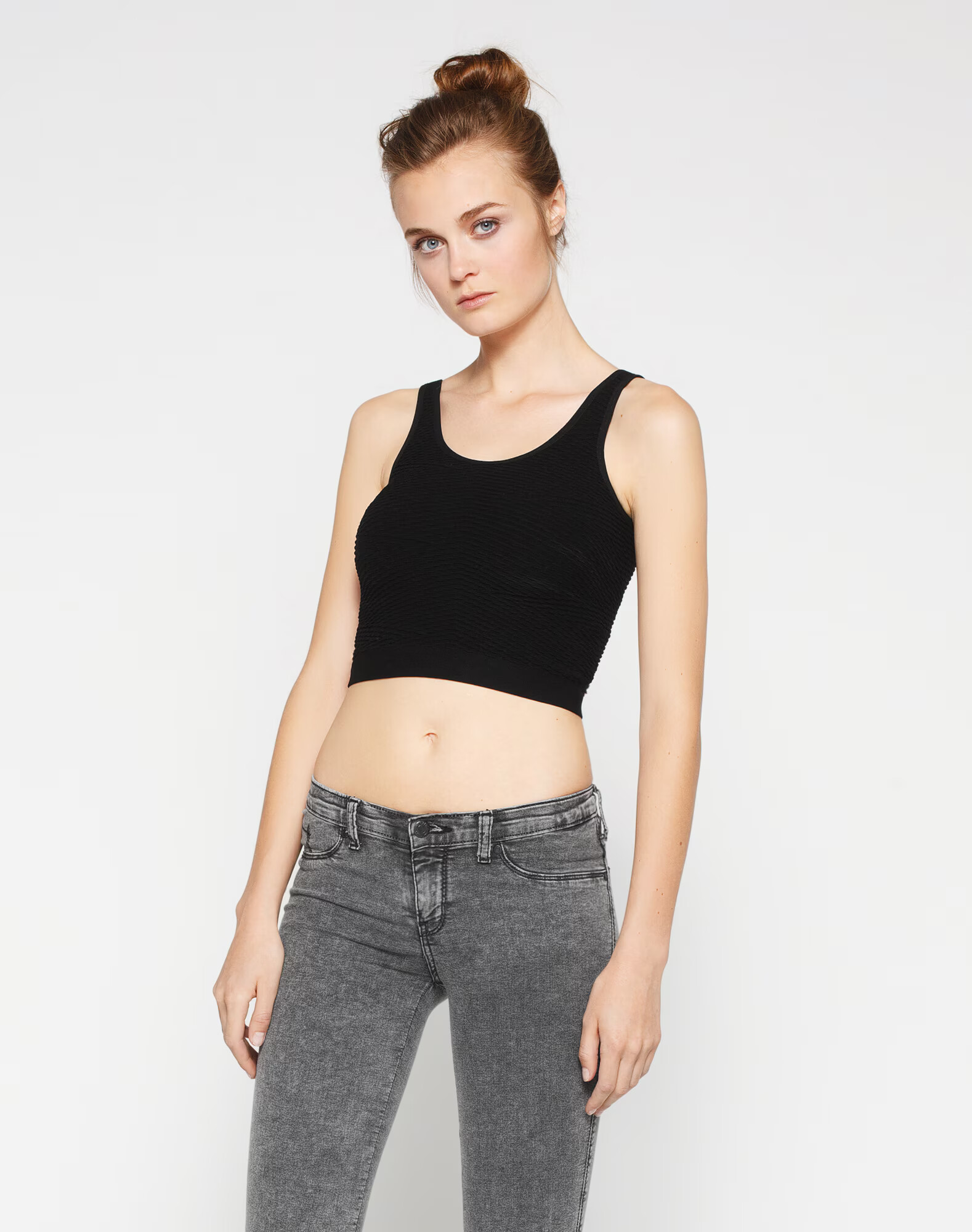 JUST FEMALE Top 'Grease' negru - Pled.ro