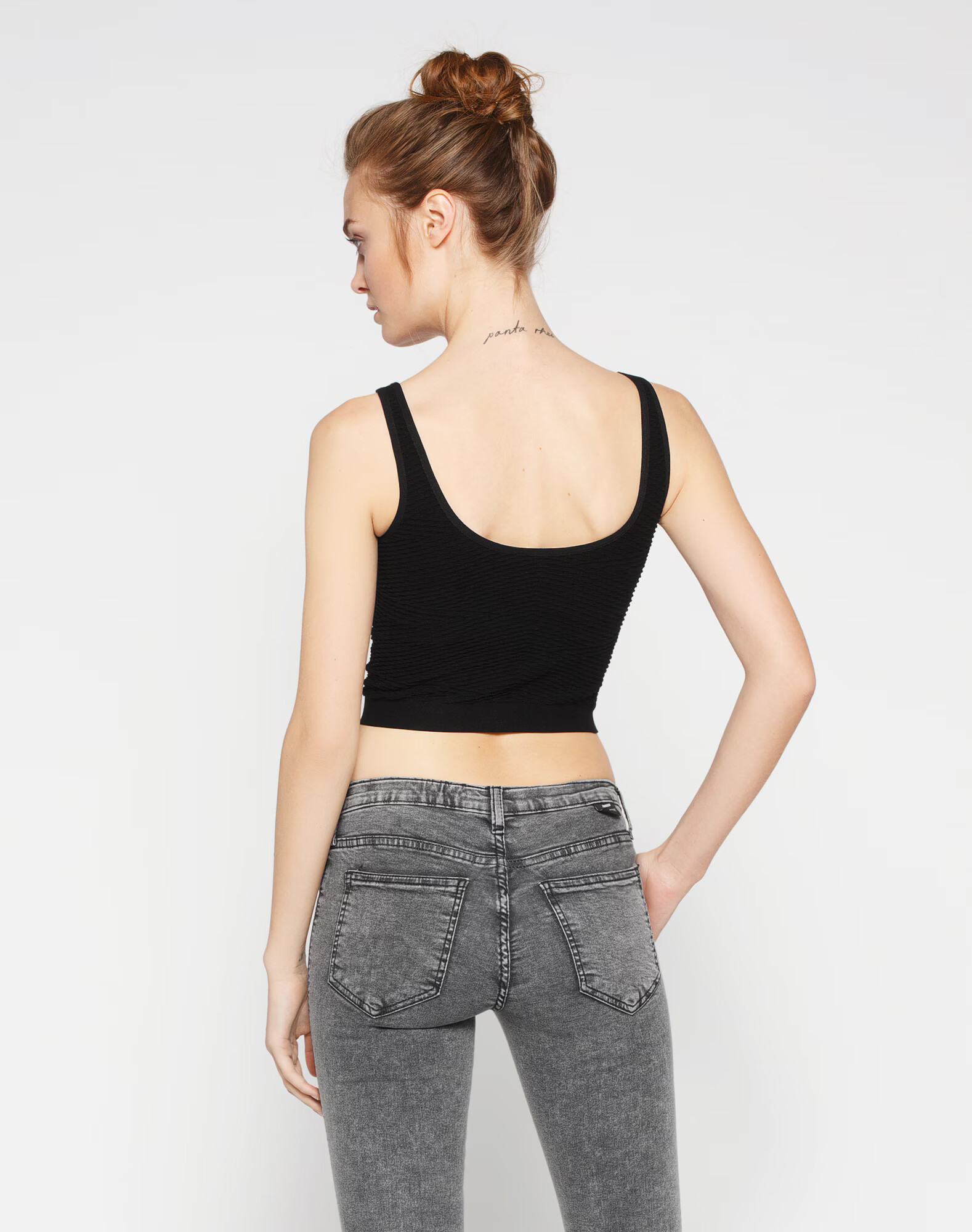 JUST FEMALE Top 'Grease' negru - Pled.ro