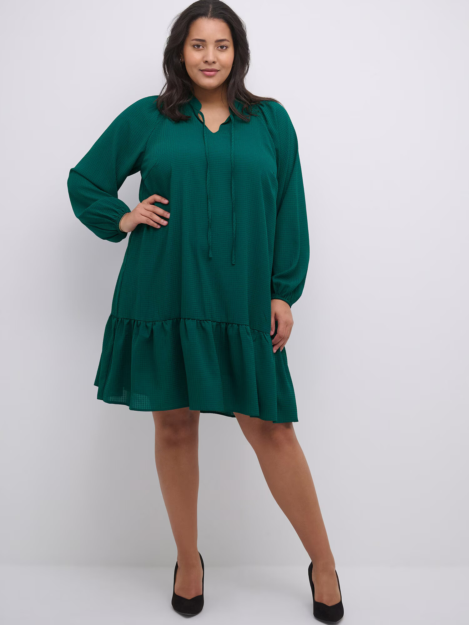 KAFFE CURVE Rochie 'Dory' verde smarald - Pled.ro