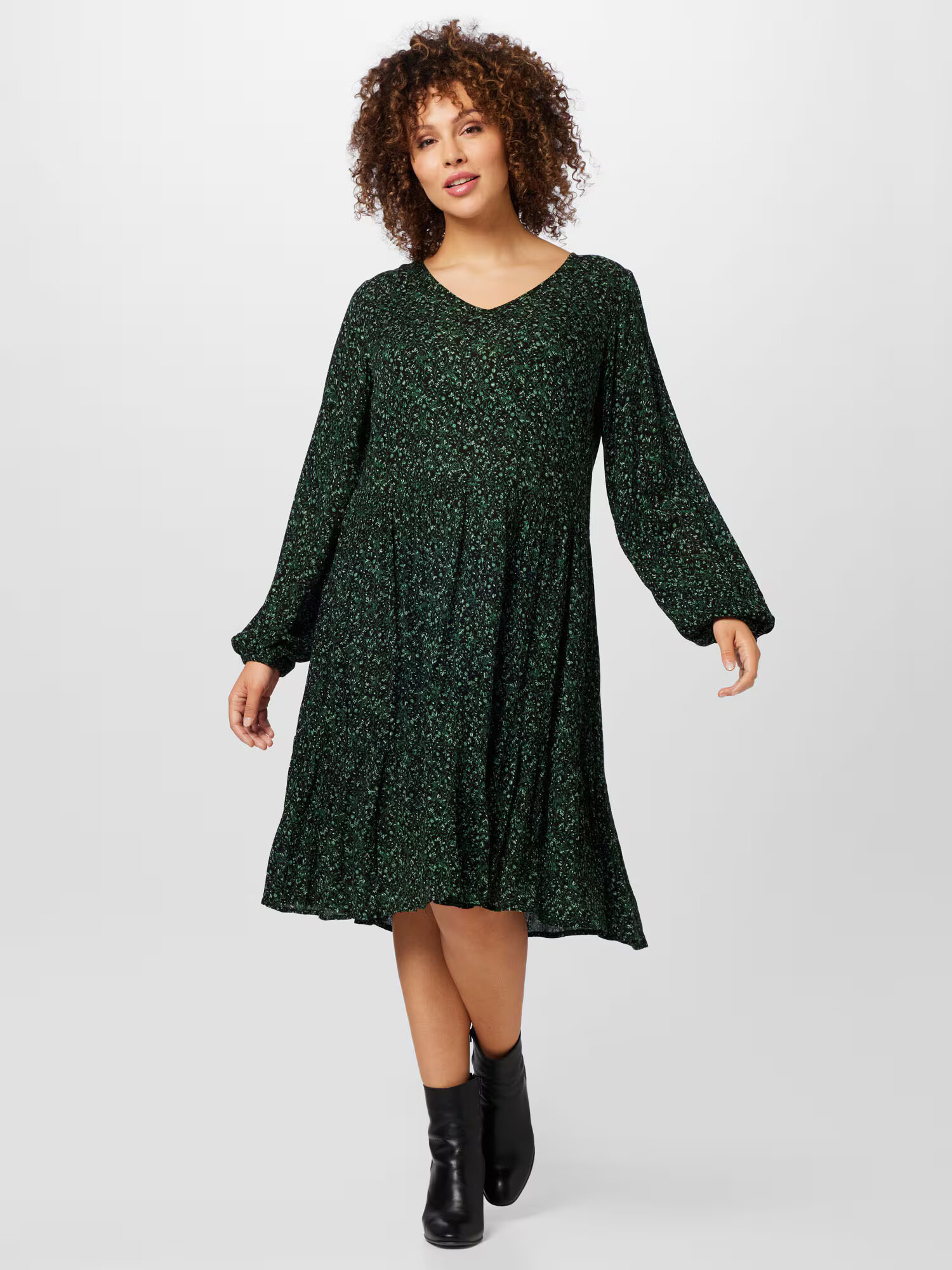 KAFFE CURVE Rochie verde / negru / alb - Pled.ro