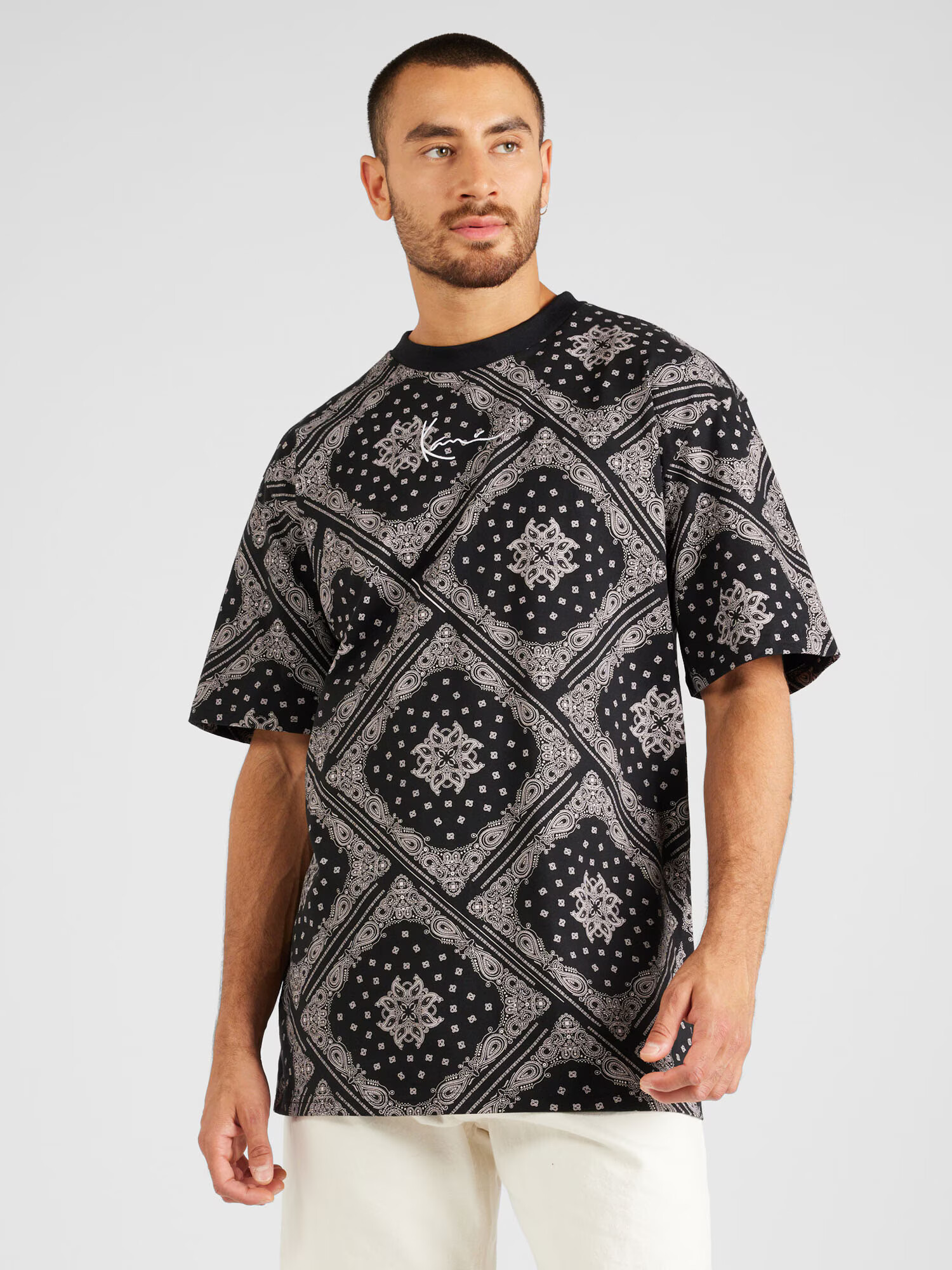 Karl Kani Tricou gri / negru / alb - Pled.ro