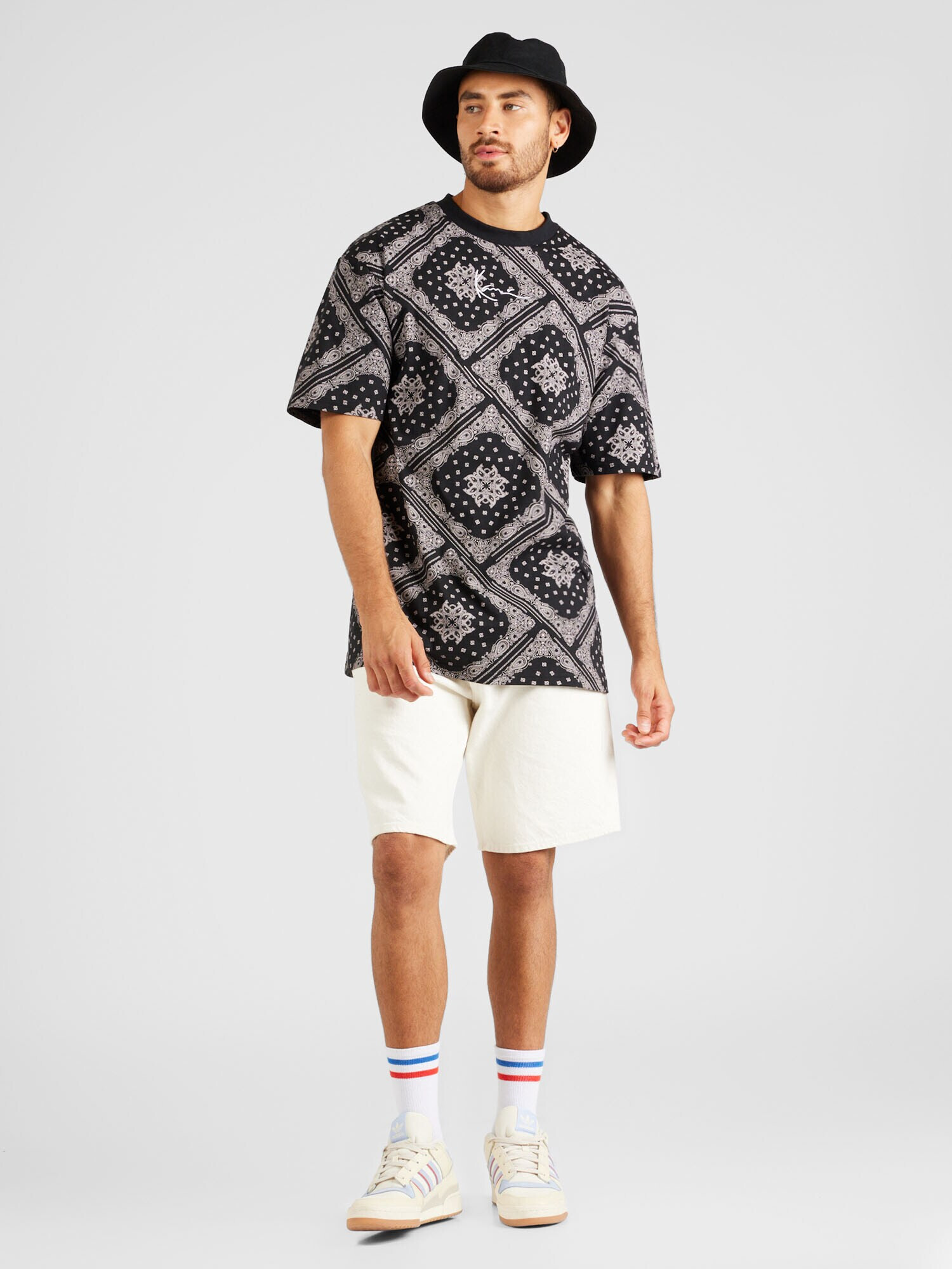 Karl Kani Tricou gri / negru / alb - Pled.ro