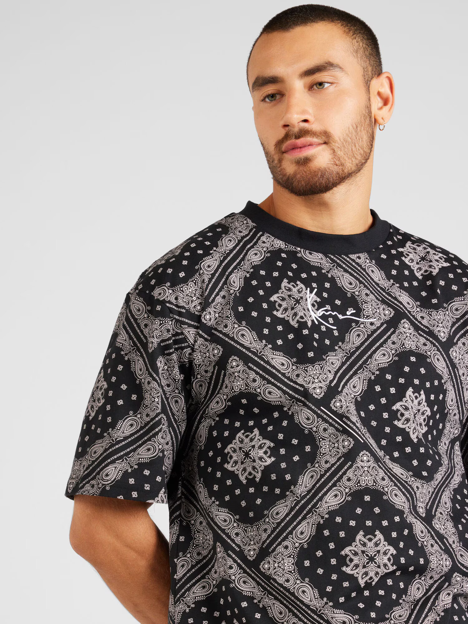 Karl Kani Tricou gri / negru / alb - Pled.ro