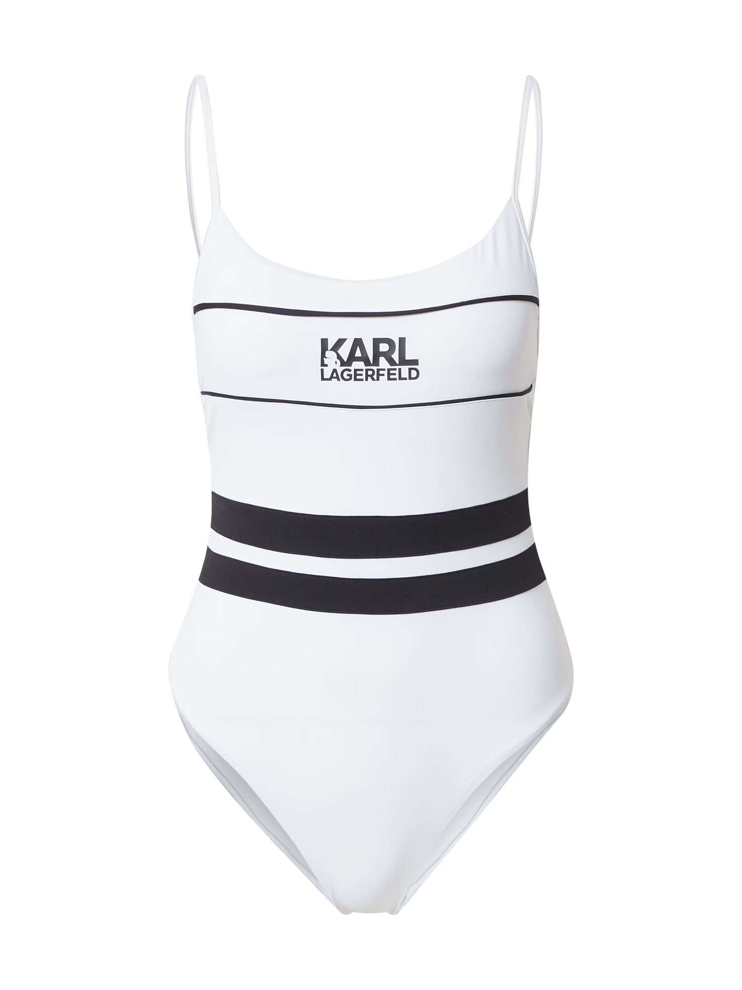 Karl Lagerfeld Costum de baie întreg negru / alb murdar - Pled.ro