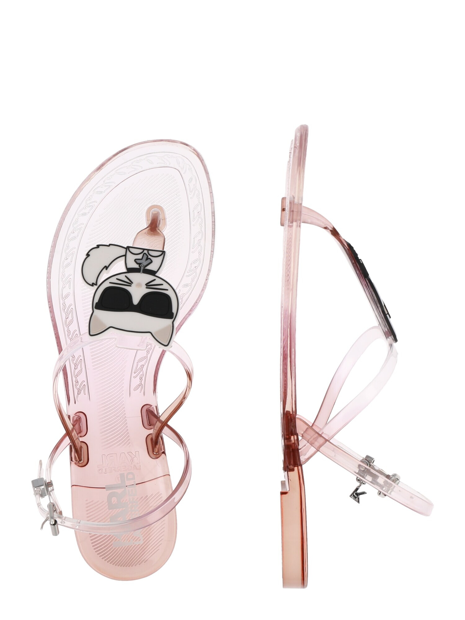 Karl Lagerfeld Flip-flops 'JELLY' roz deschis / negru / alb - Pled.ro