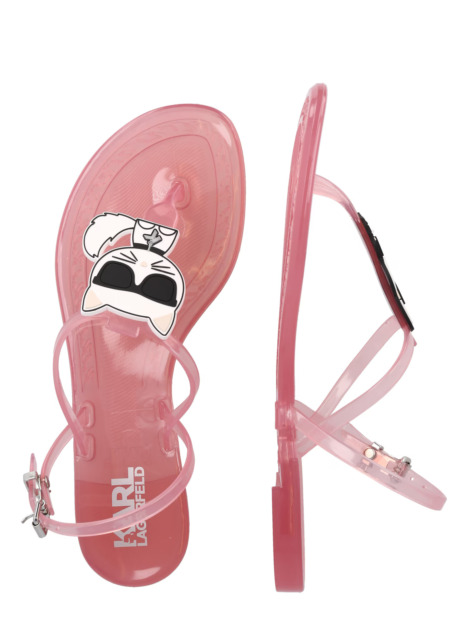 Karl Lagerfeld Flip-flops 'JELLY' roz / negru / alb - Pled.ro