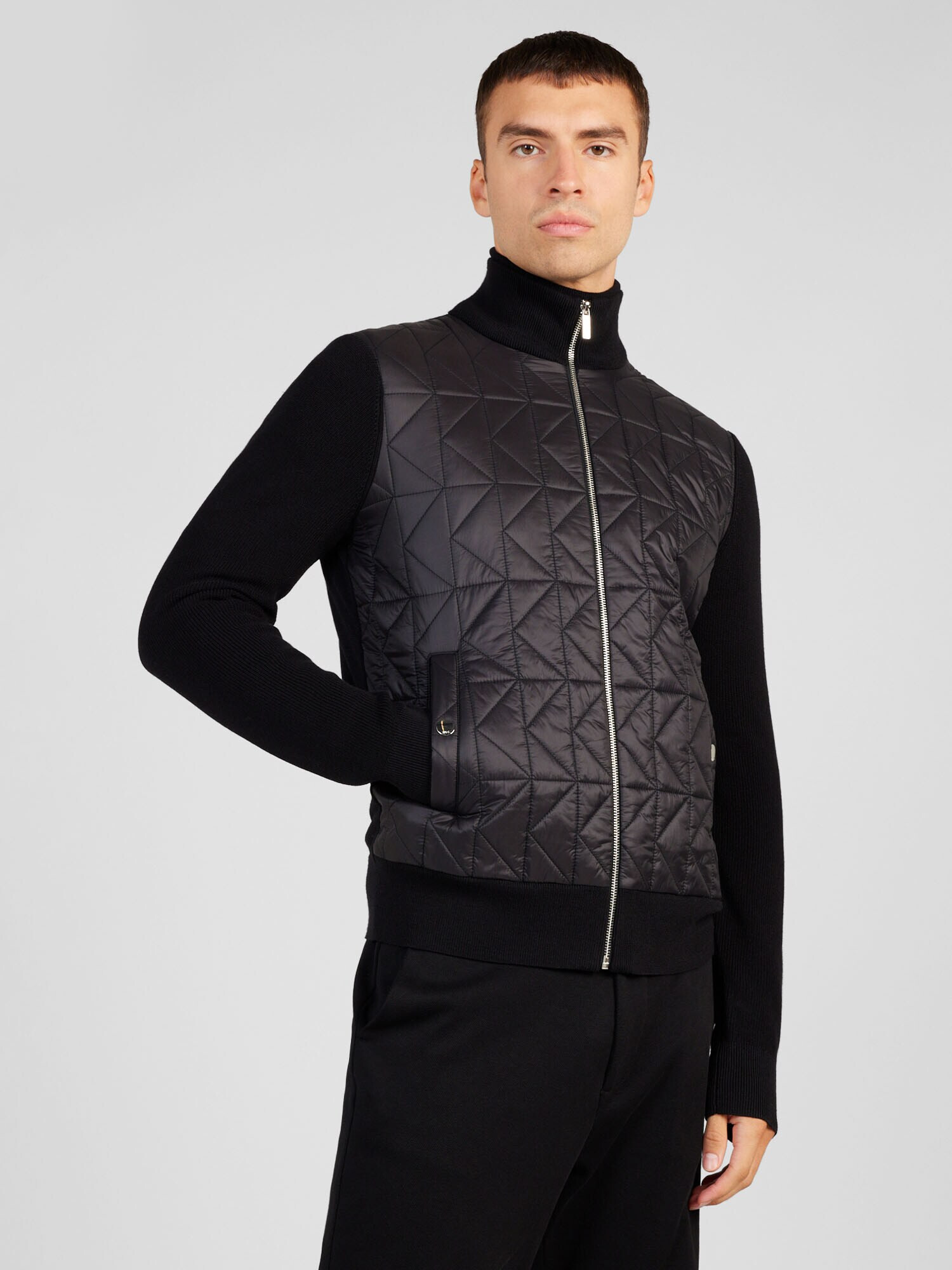 Karl Lagerfeld Geacă de primăvară-toamnă 'KNIT ZIP JACKET' negru - Pled.ro