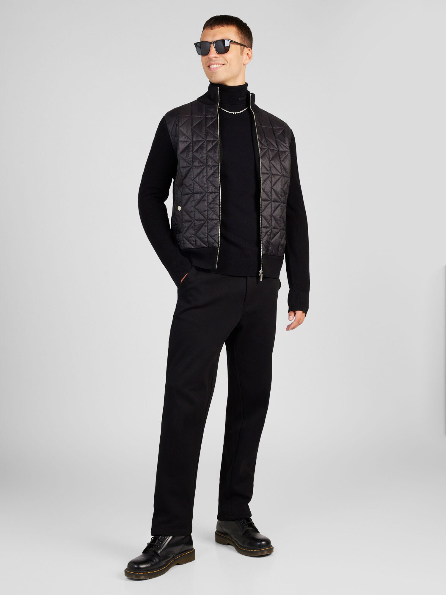 Karl Lagerfeld Geacă de primăvară-toamnă 'KNIT ZIP JACKET' negru - Pled.ro