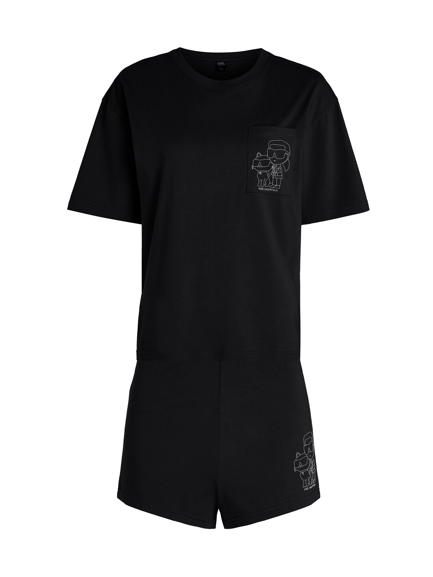 Karl Lagerfeld Pijama 'Ikonik 2.0' negru / alb - Pled.ro