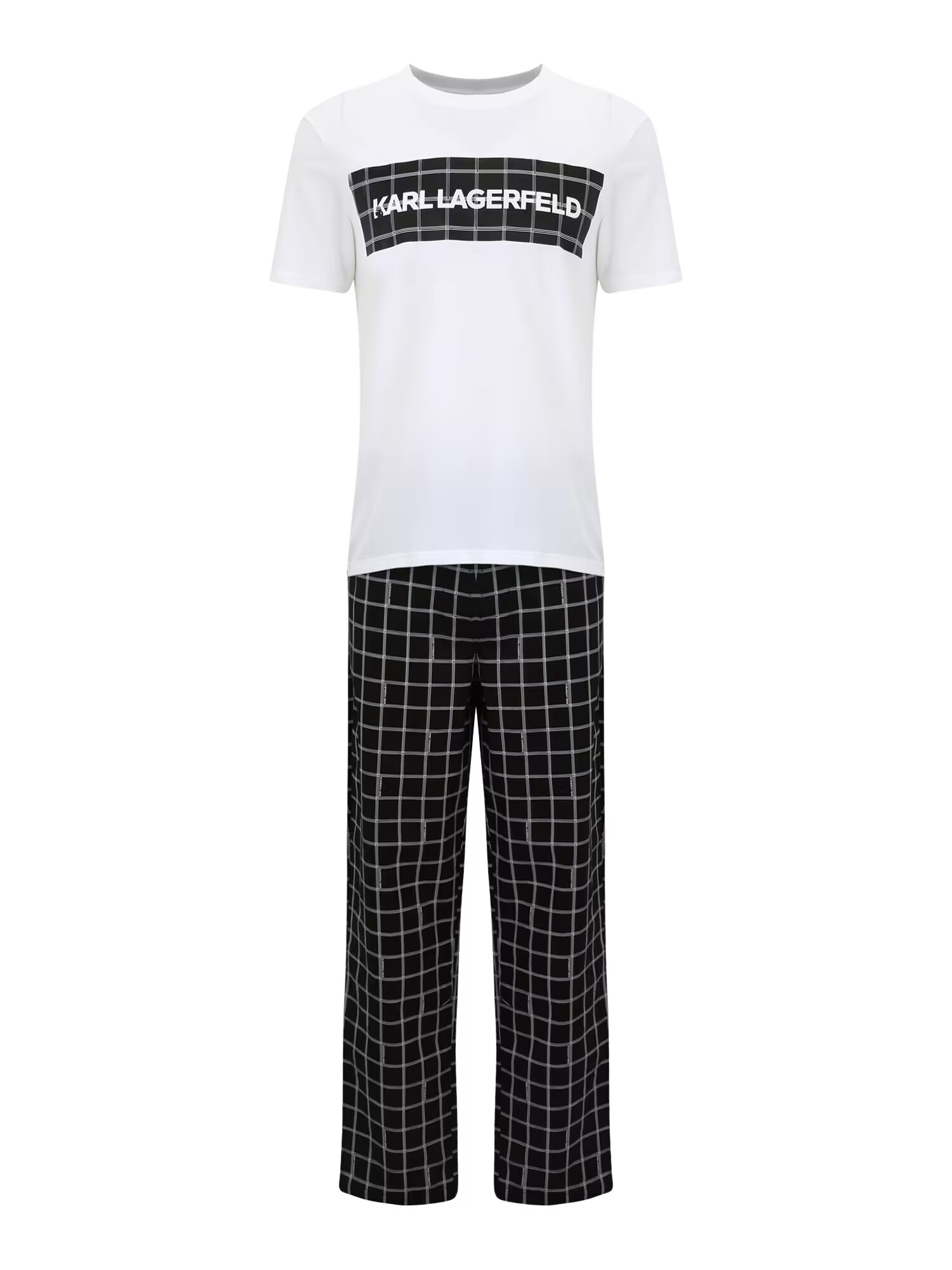 Karl Lagerfeld Pijama lungă gri / negru / alb murdar - Pled.ro