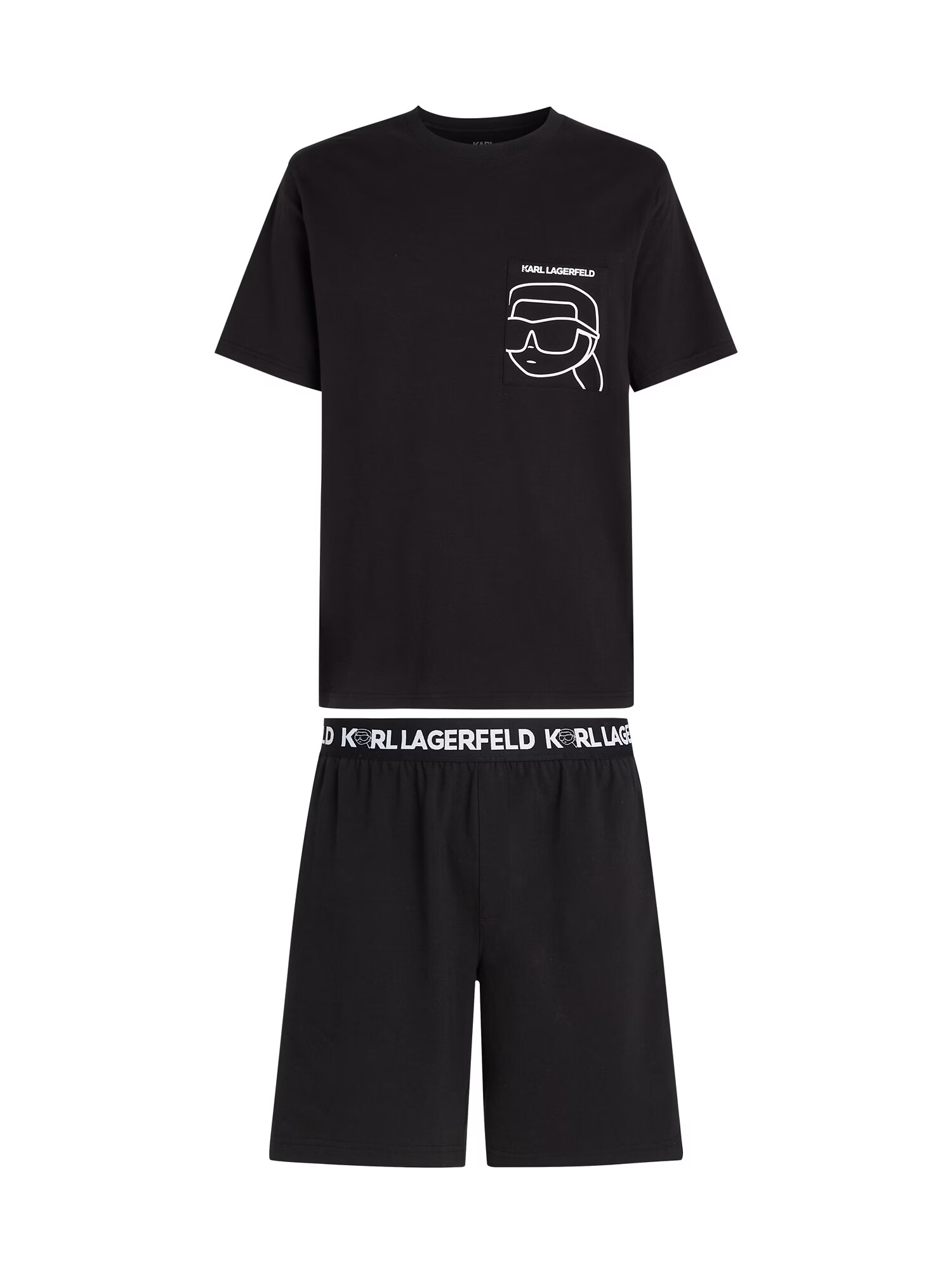 Karl Lagerfeld Pijama scurtă negru / alb - Pled.ro