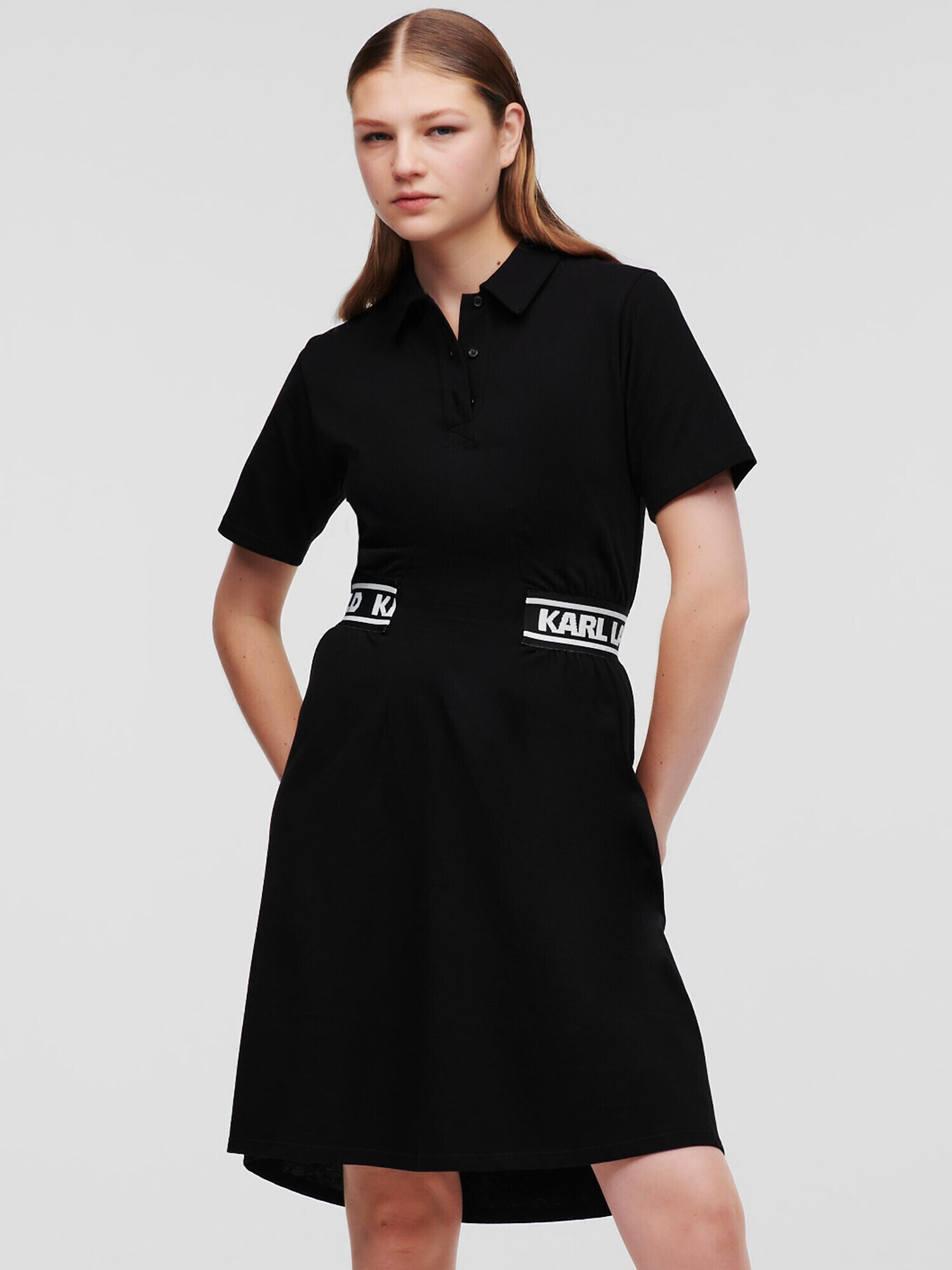 Karl Lagerfeld Rochie tip bluză negru / alb - Pled.ro