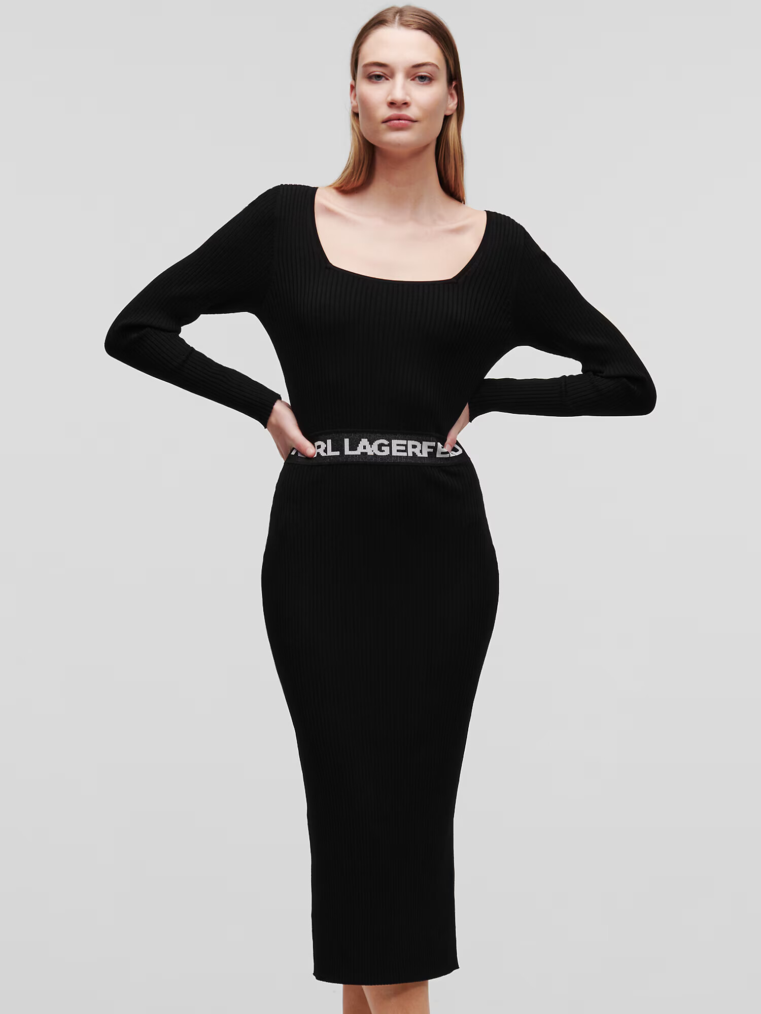 Karl Lagerfeld Rochie tricotat negru - Pled.ro