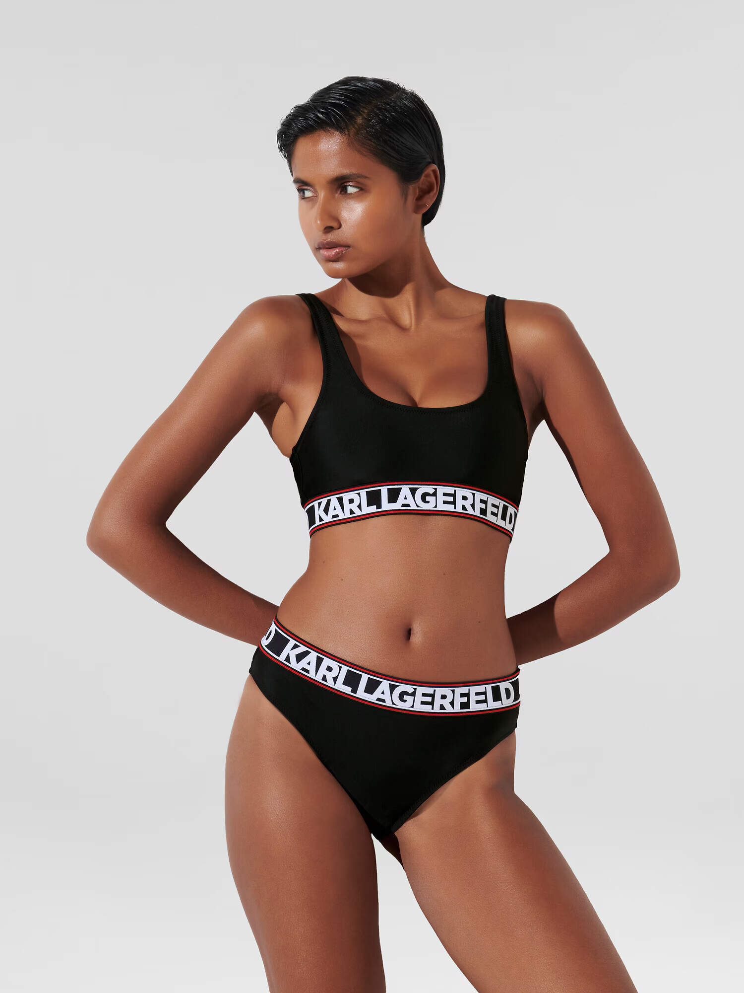 Karl Lagerfeld Sutien costum de baie roșu / negru / alb - Pled.ro