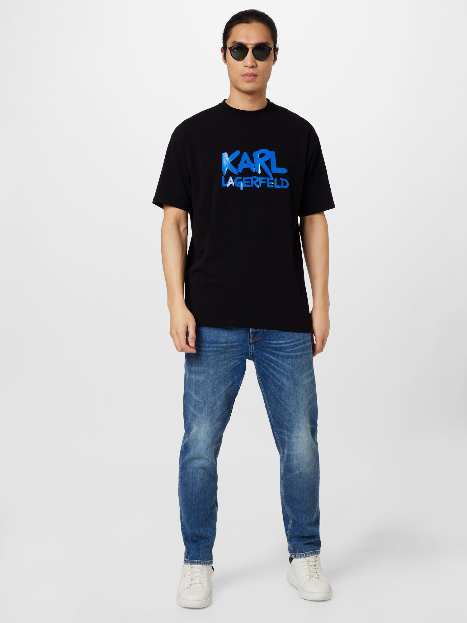 Karl Lagerfeld Tricou albastru / negru / alb murdar - Pled.ro